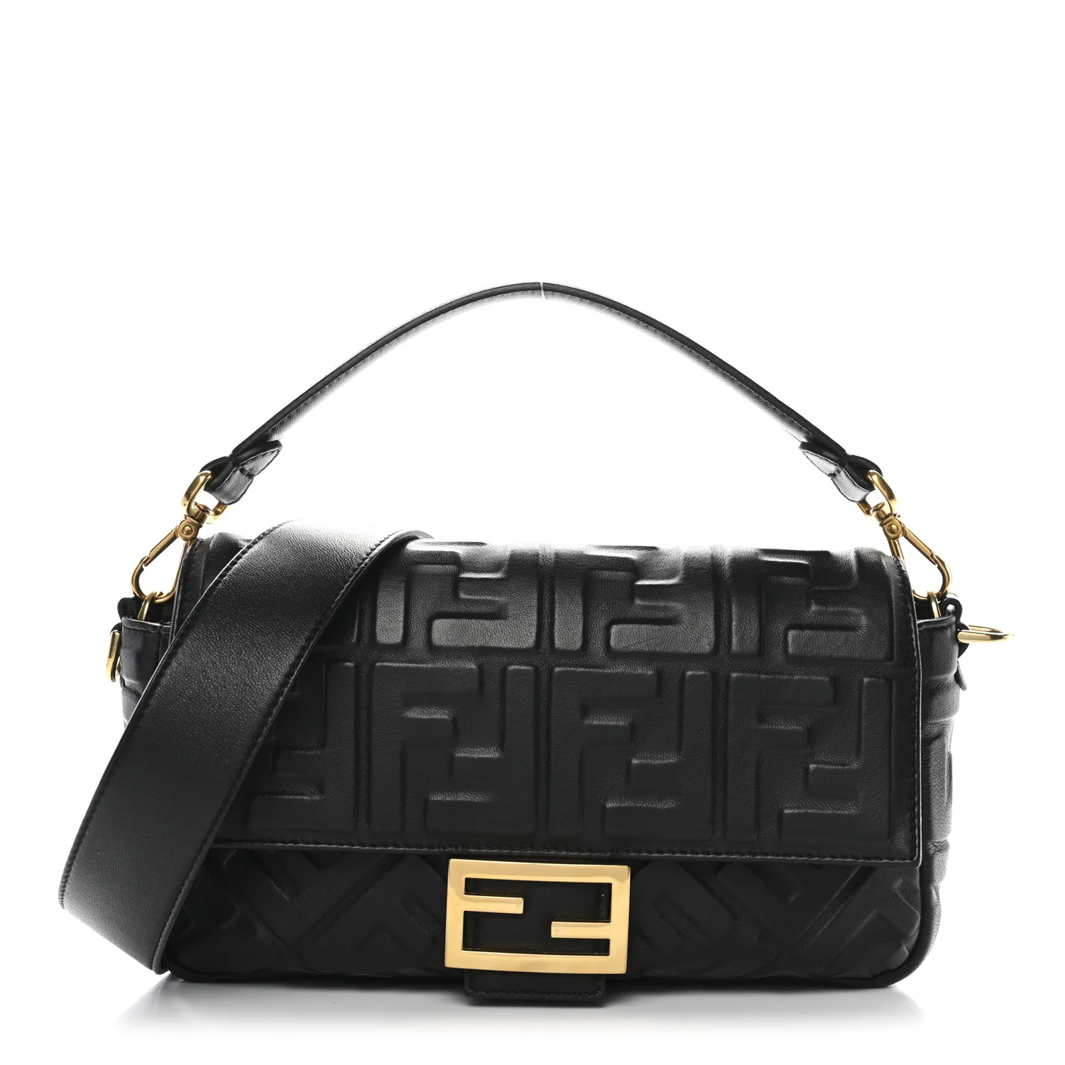 Nappa FF 1974 Embossed Baguette Black