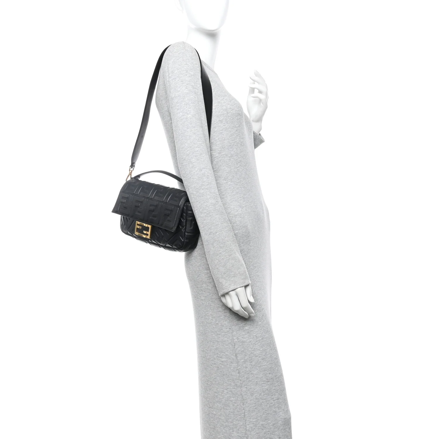 Nappa FF 1974 Embossed Baguette Black - Image 2