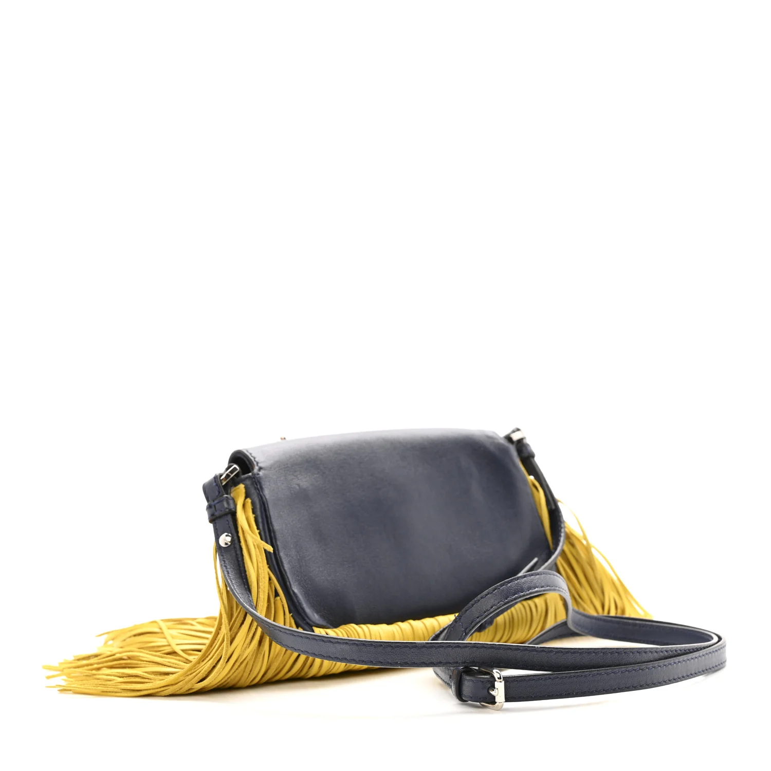 Nappa Fox Faces Fringe Micro Baguette Black Multicolor - Image 3