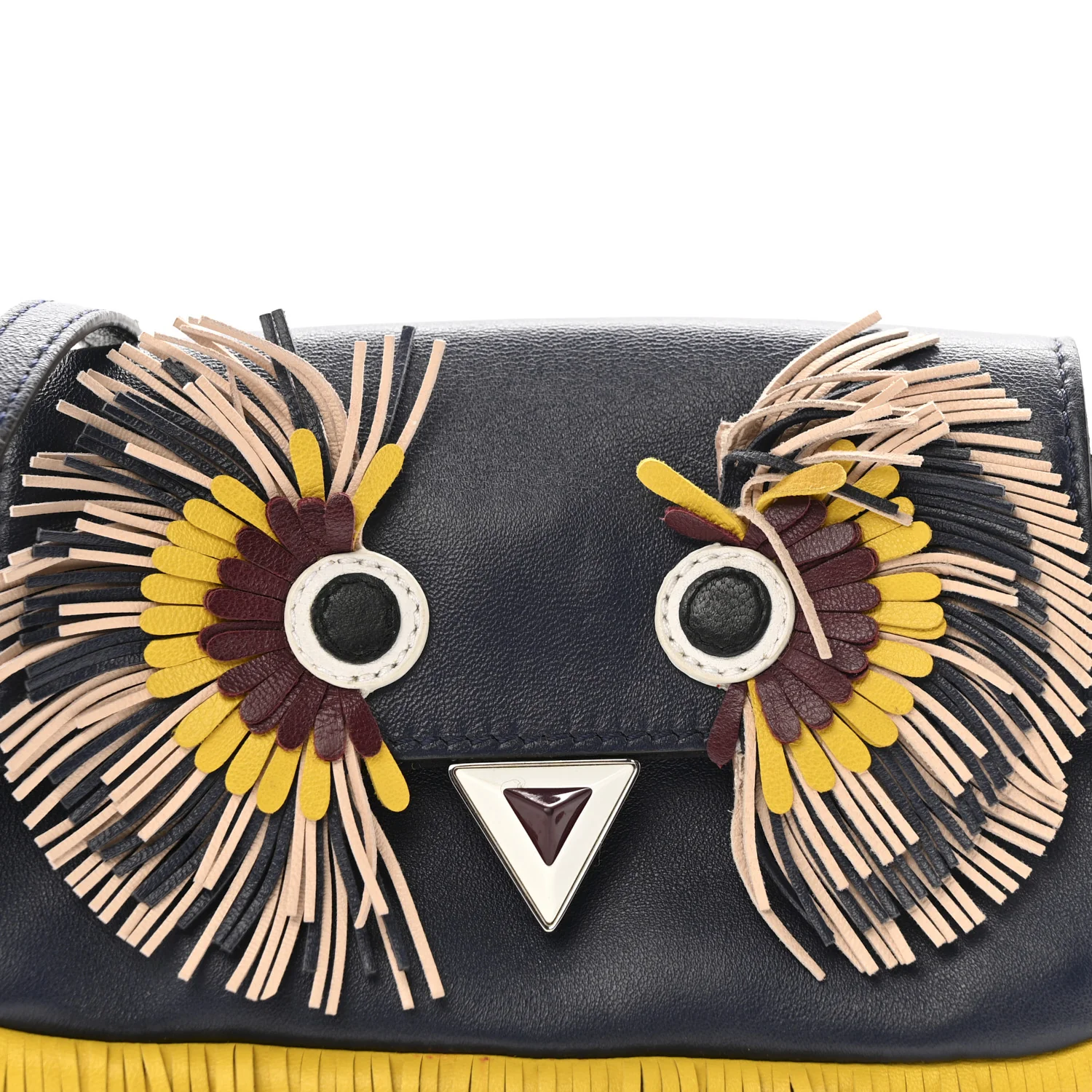 Nappa Fox Faces Fringe Micro Baguette Black Multicolor - Image 9