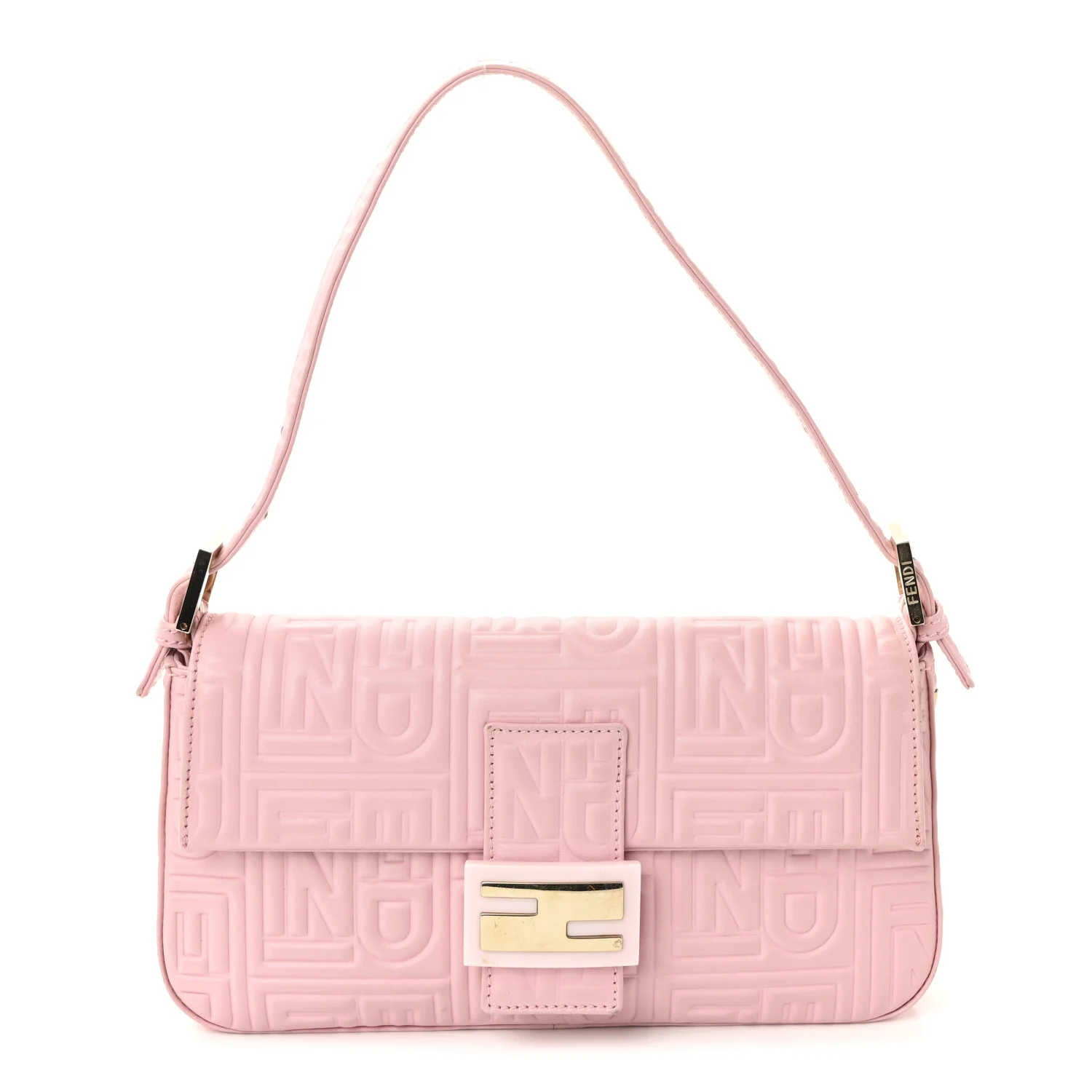 Nappa Logo Embossed Baguette Pink