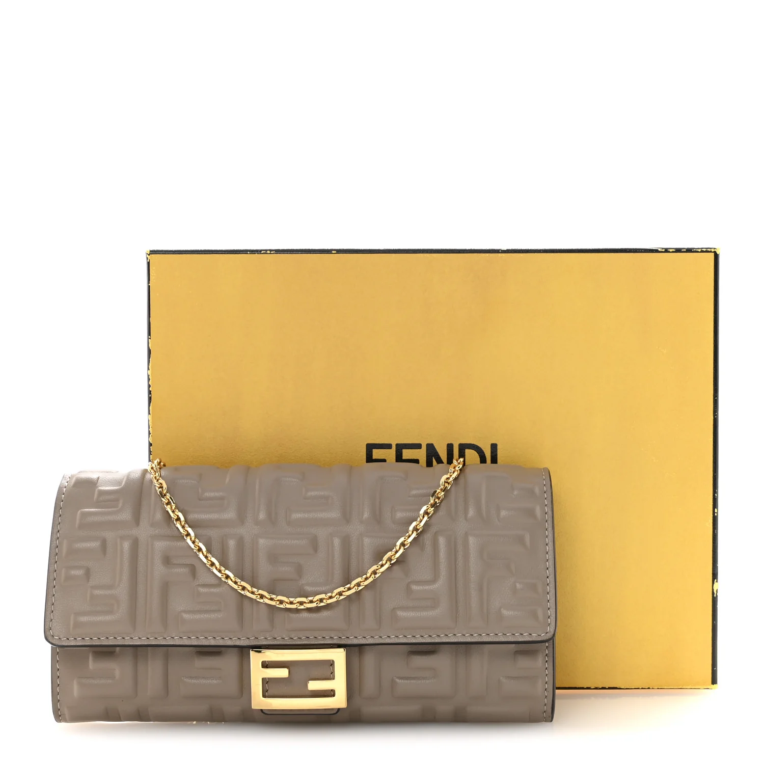 Nappa Matisse FF Embossed Continental Wallet On Chain Tortora - Image 12