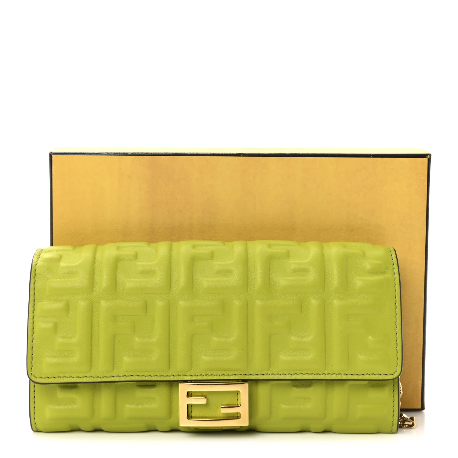 Nappa Matisse FF Embossed Continental Wallet On Chain Wasabi - Image 11