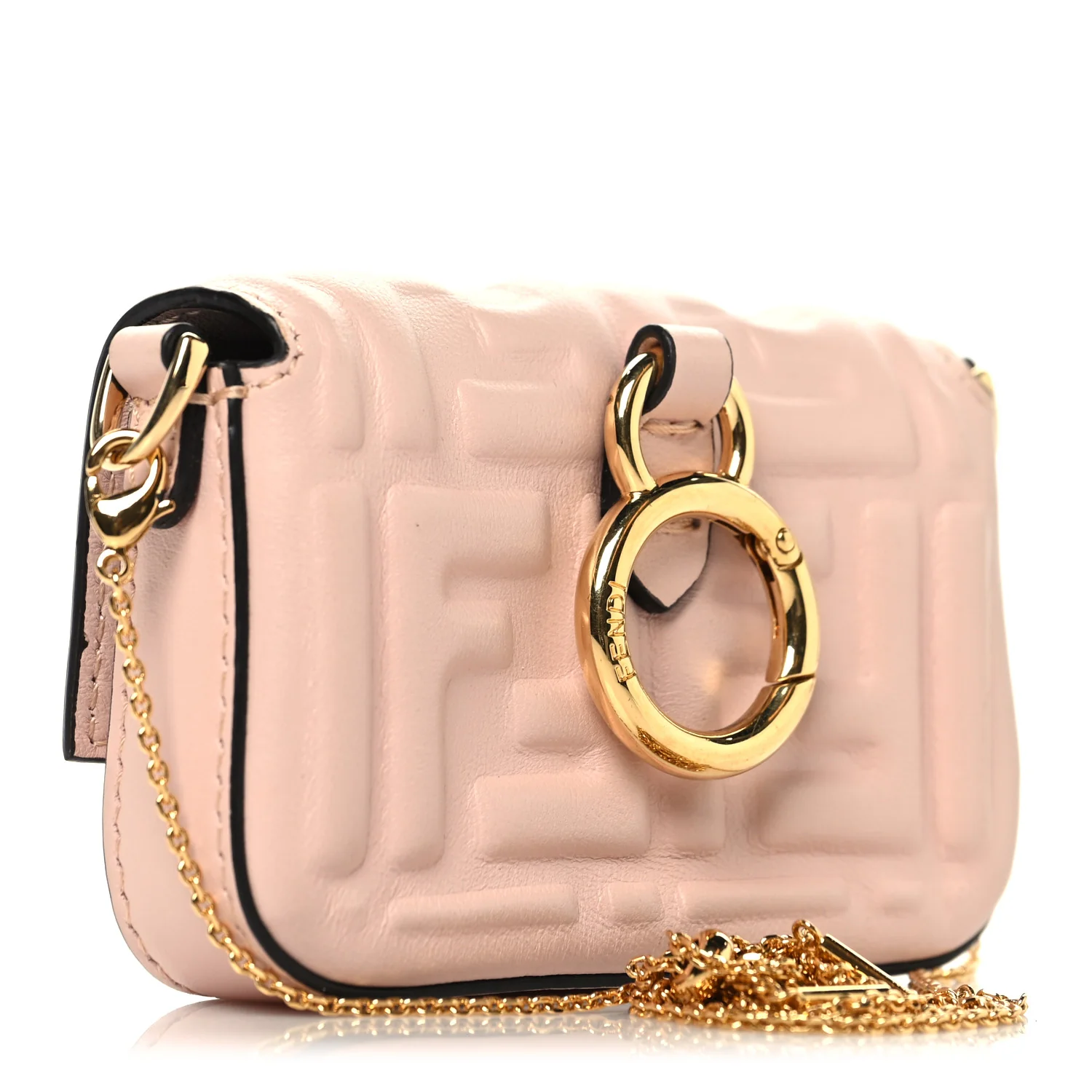 Nappa Matisse FF Embossed Nano Maxi Buckle Baguette Charm Rosa Quarzo - Image 3