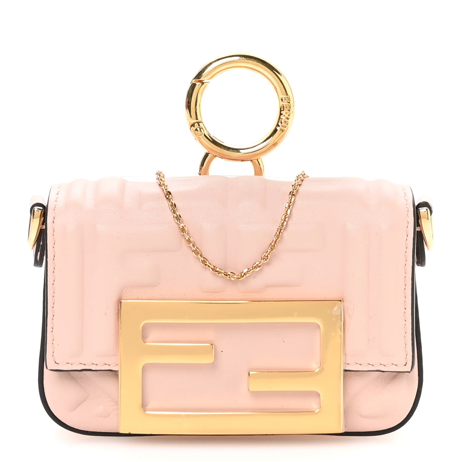 Nappa Matisse FF Embossed Nano Maxi Buckle Baguette Charm Rosa Quarzo