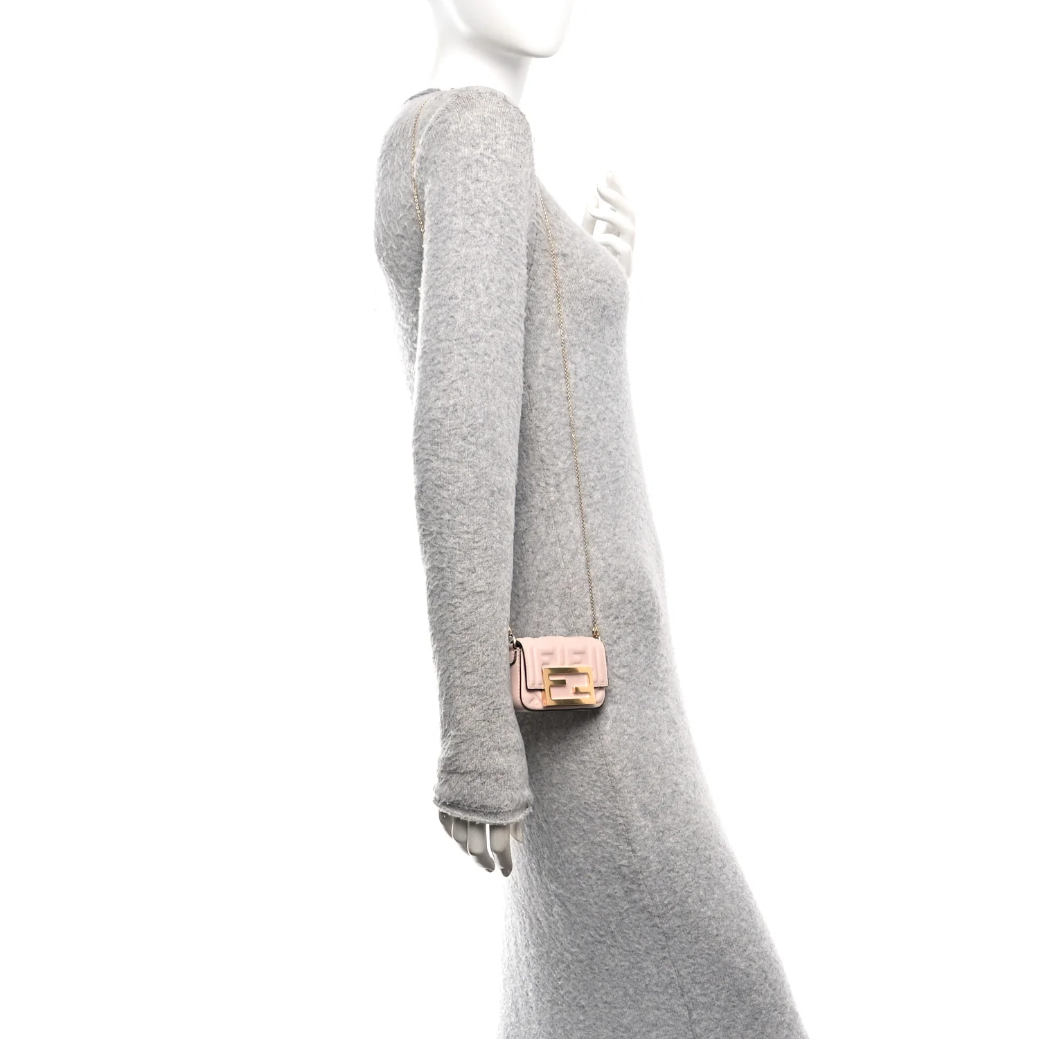 Nappa Matisse FF Embossed Nano Maxi Buckle Baguette Charm Rosa Quarzo - Image 2