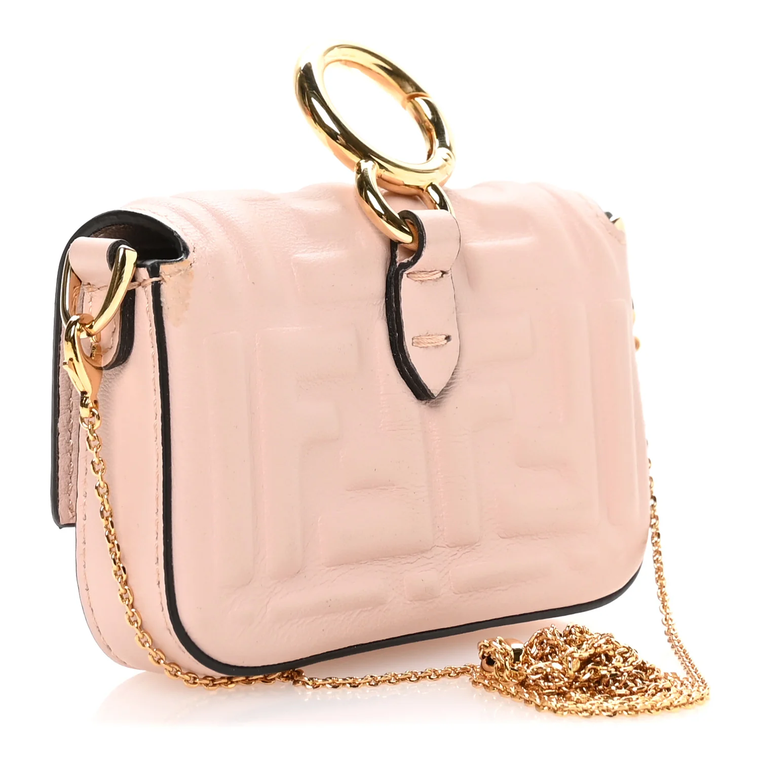 Nappa Matisse FF Embossed Nano Maxi Buckle Baguette Charm Rosa Quarzo - Image 3