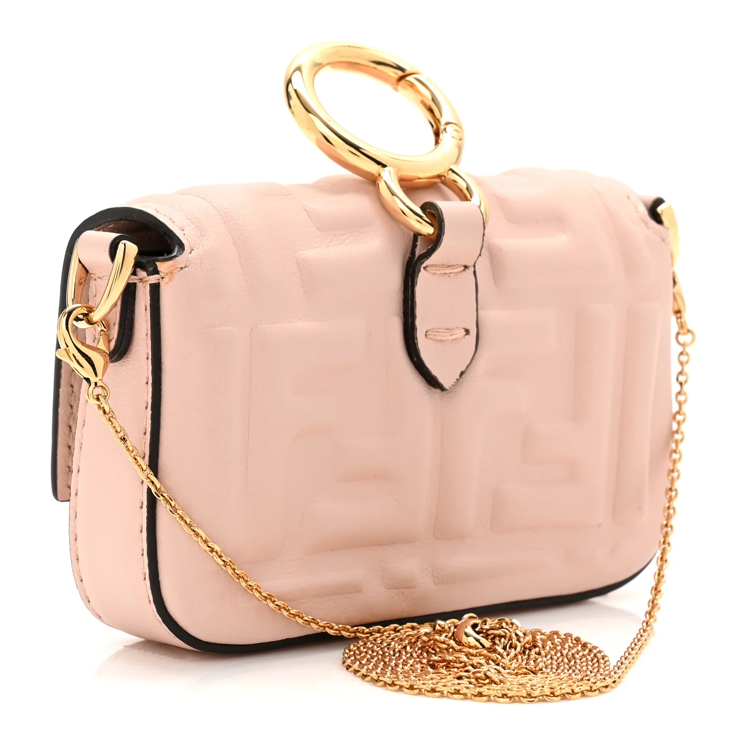Nappa Matisse FF Embossed Nano Maxi Buckle Baguette Charm Rosa Quarzo - Image 3