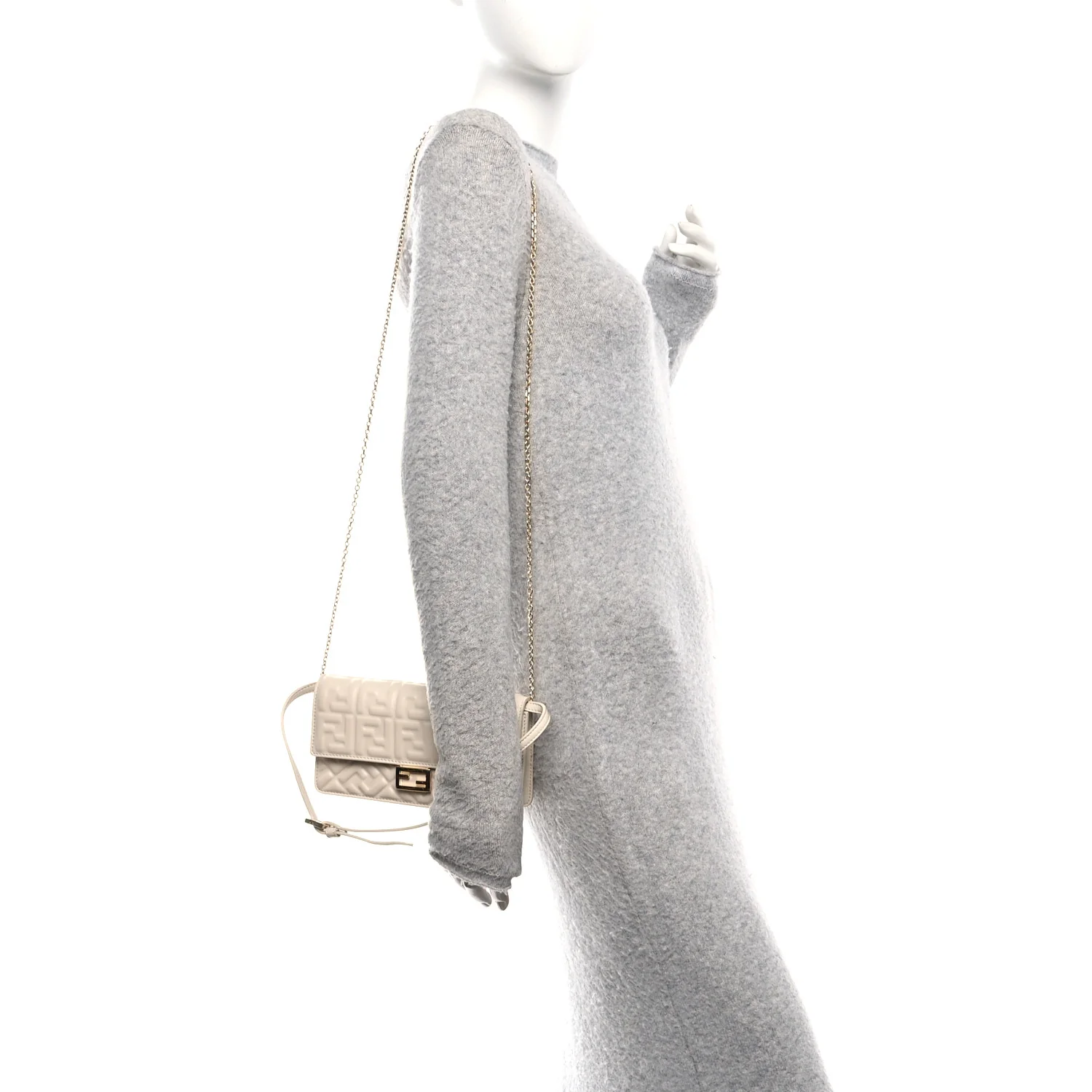 Nappa Matisse FF Embossed Wallet On Chain Baguette Camelia - Image 2