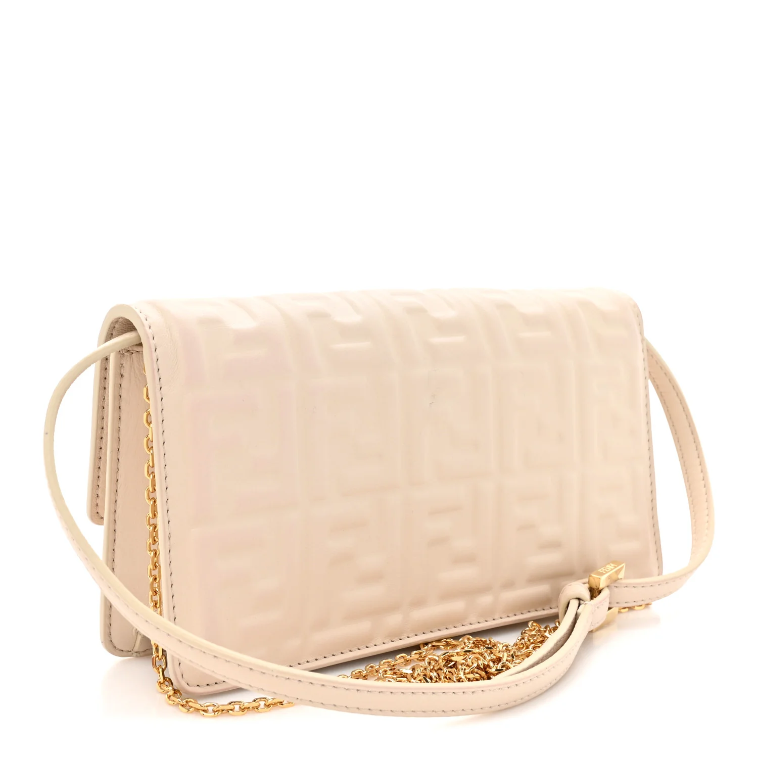 Nappa Matisse FF Embossed Wallet On Chain Baguette Camelia - Image 3