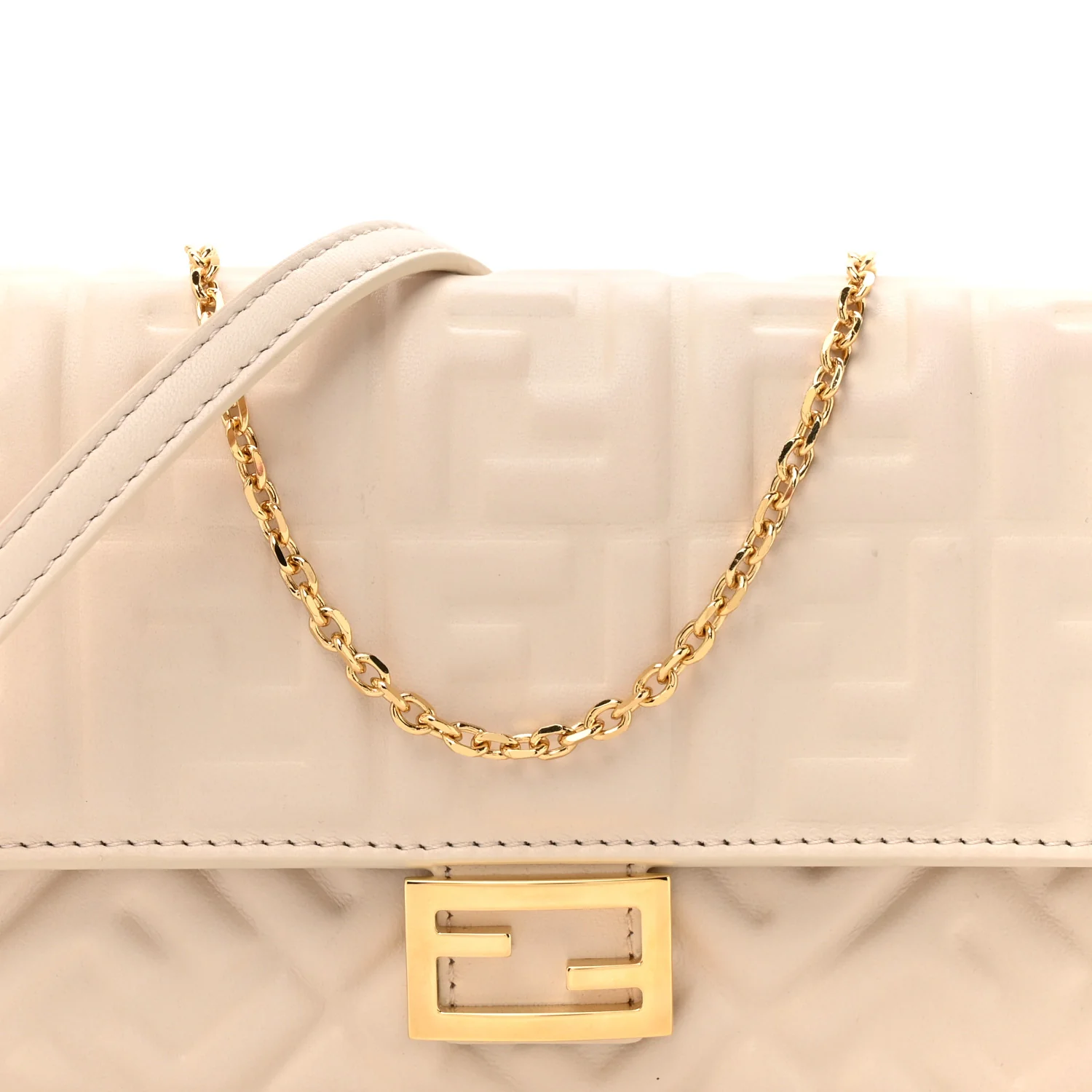 Nappa Matisse FF Embossed Wallet On Chain Baguette Camelia - Image 8