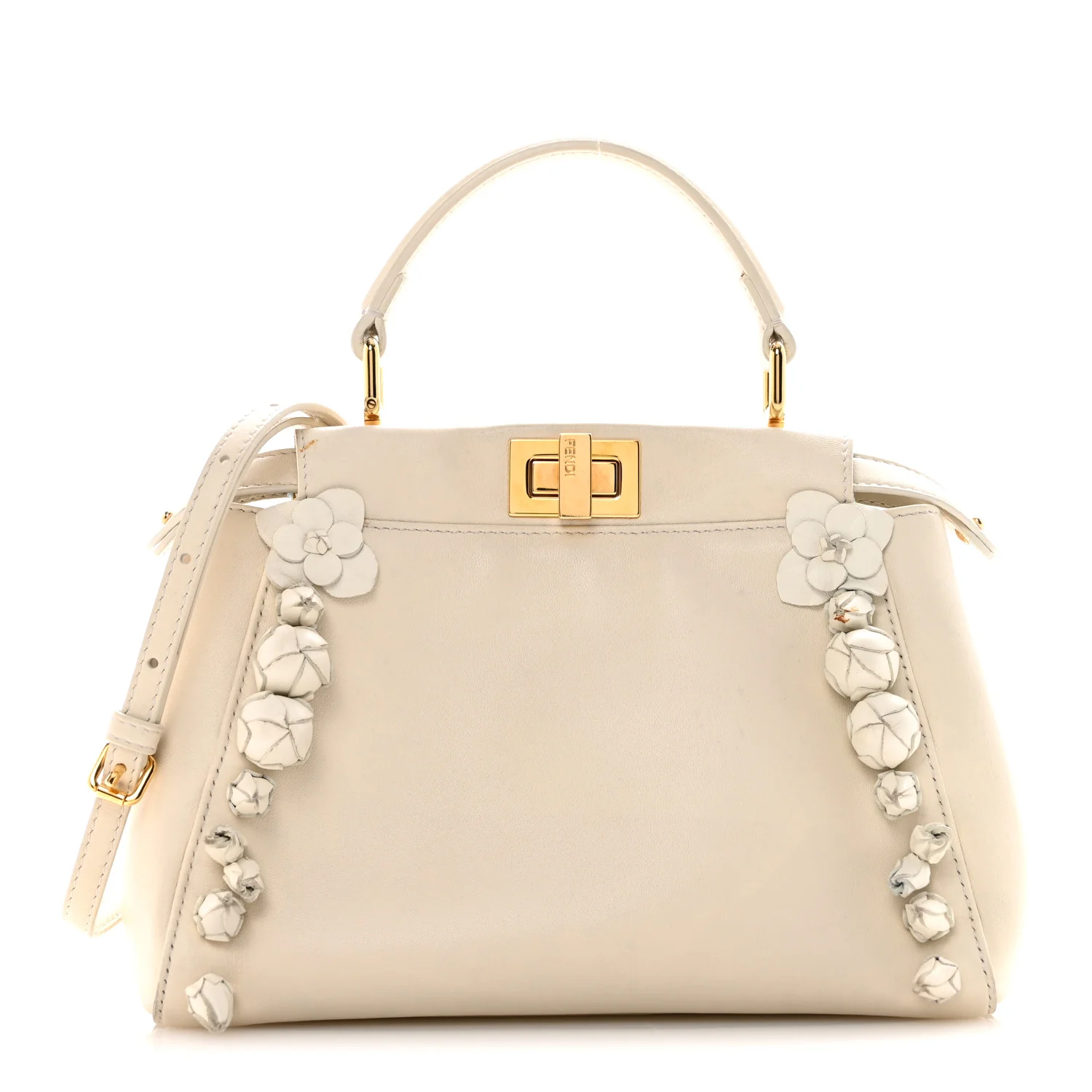 Nappa Rosebud Mini Peekaboo Iconic Satchel Bianco
