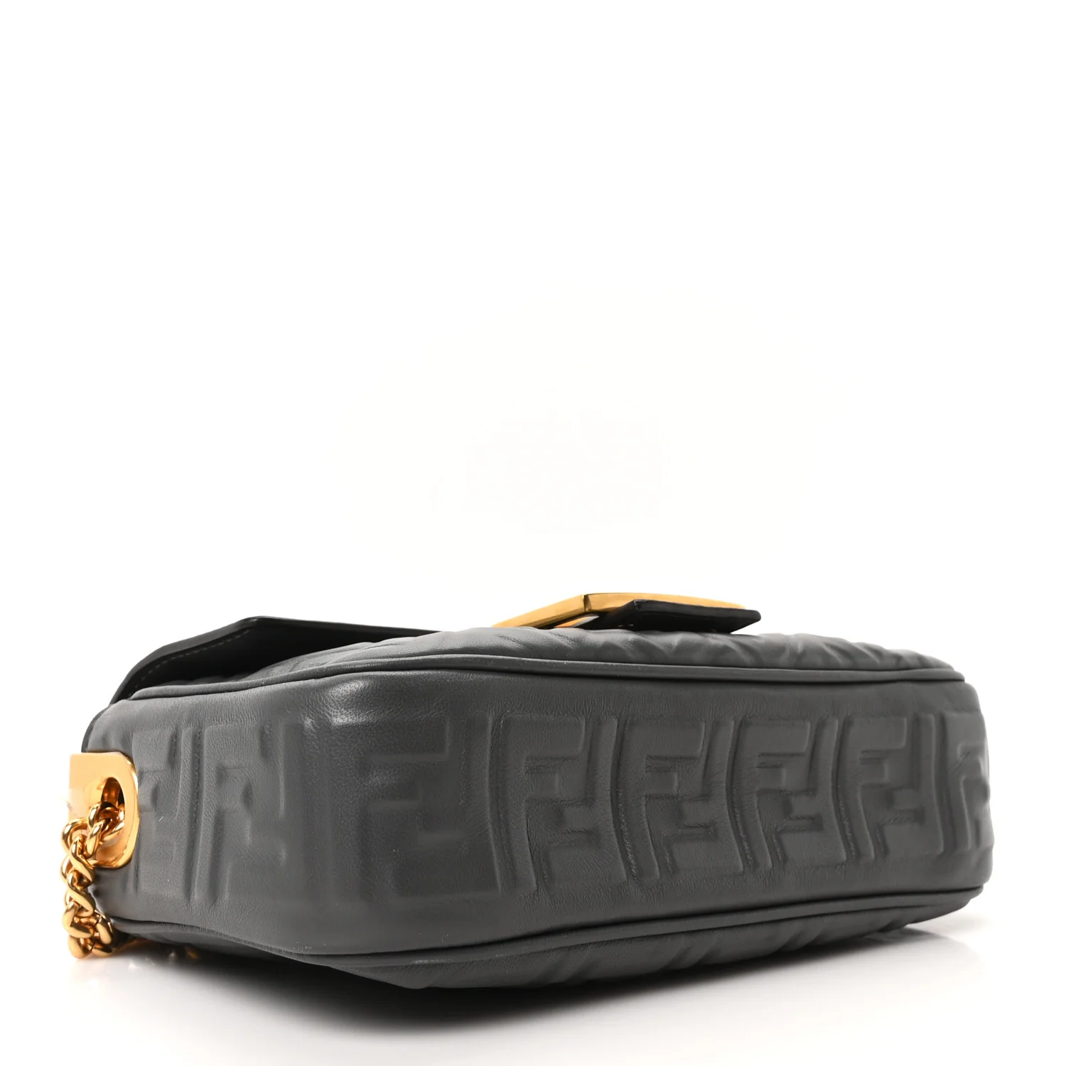 Nappa Small FF Embossed Mid Chain Baguette Anthracite - Image 4