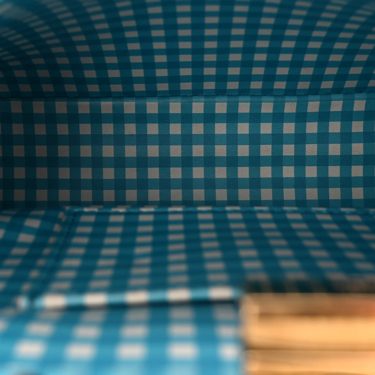 Nappa Vitello Gingham Printed Mini Peekaboo Iconic Satchel White Ice Light Blue - Image 8