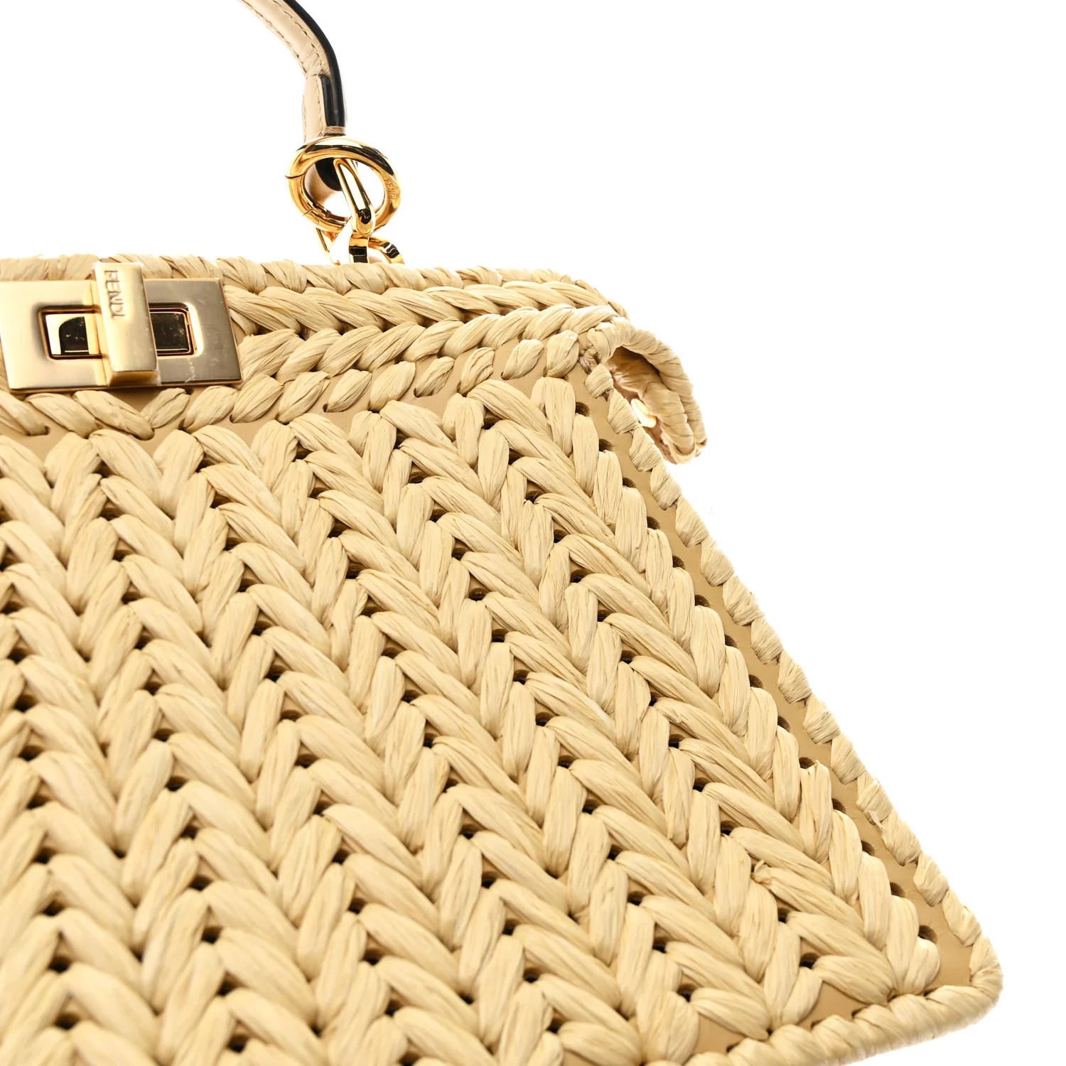 Raffia Embroidered Vitello King Shiny Nappa Intreccio Small Peekaboo I SEE U Satchel Sahara - Image 12