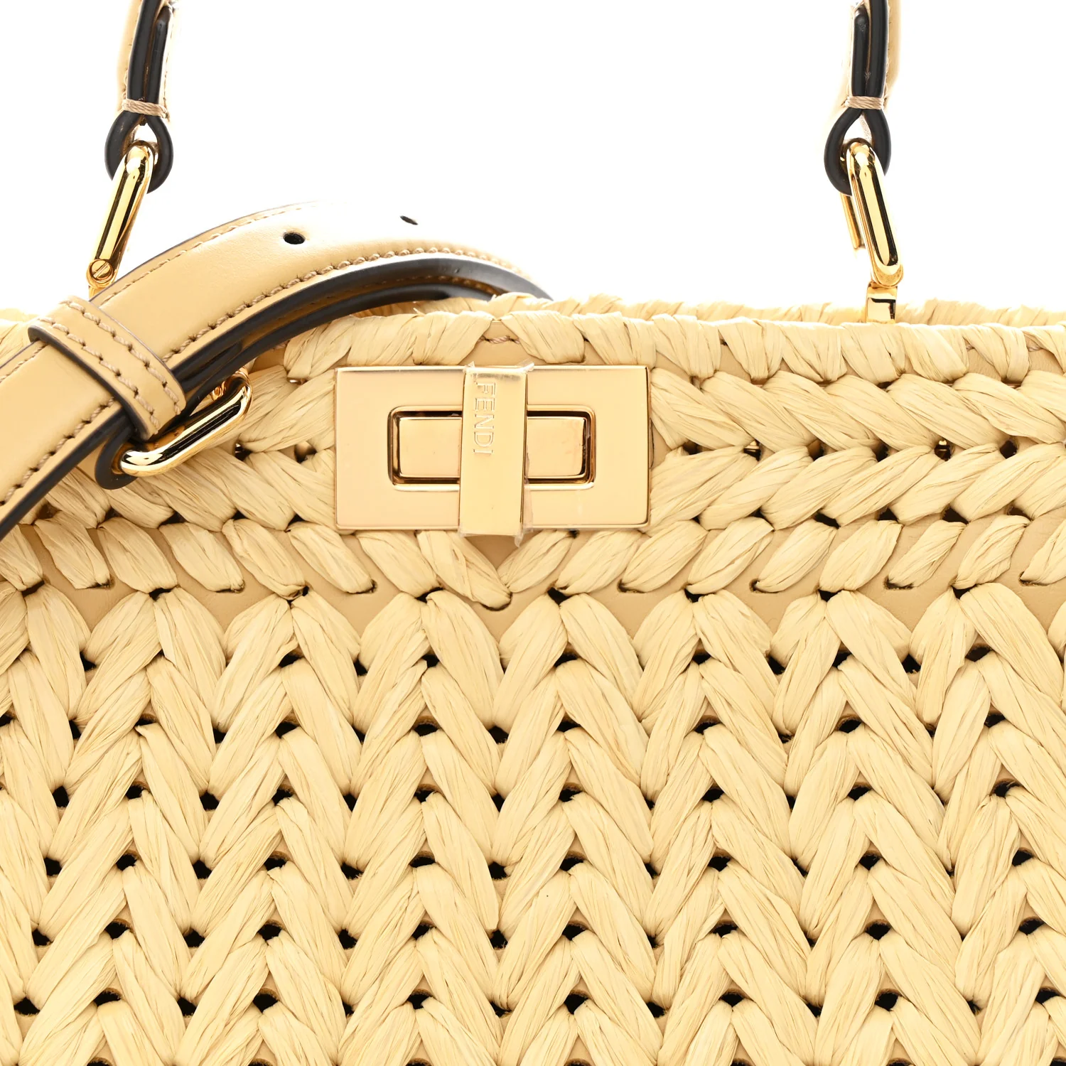 Raffia Embroidered Vitello King Shiny Nappa Intreccio Small Peekaboo I SEE U Satchel Sahara - Image 9