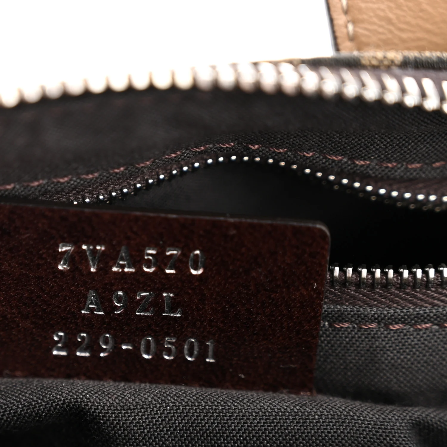 Recycled Fabric Jacquard Vitello Grace FF 1974 Mini O'Lock Bowling Bag Tobacco Moro Sand - Image 7