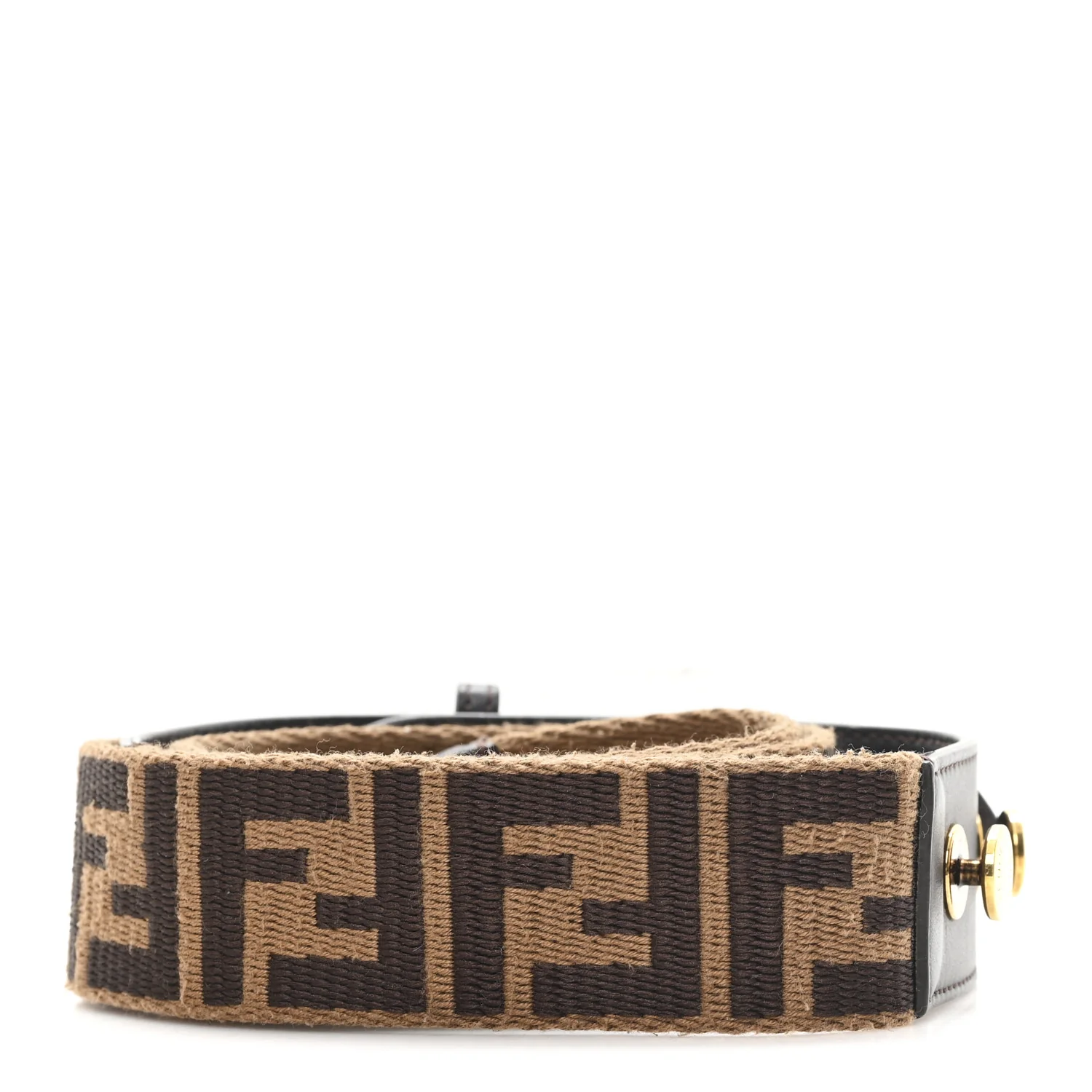 Ribbon Vitello Century FF 1974 Flat Studded Strap You Fango Marrone Ebano - Image 2