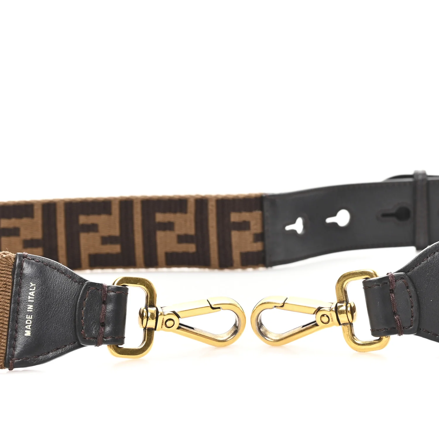 Ribbon Vitello Century FF 1974 Flat Studded Strap You Fango Marrone Ebano - Image 3