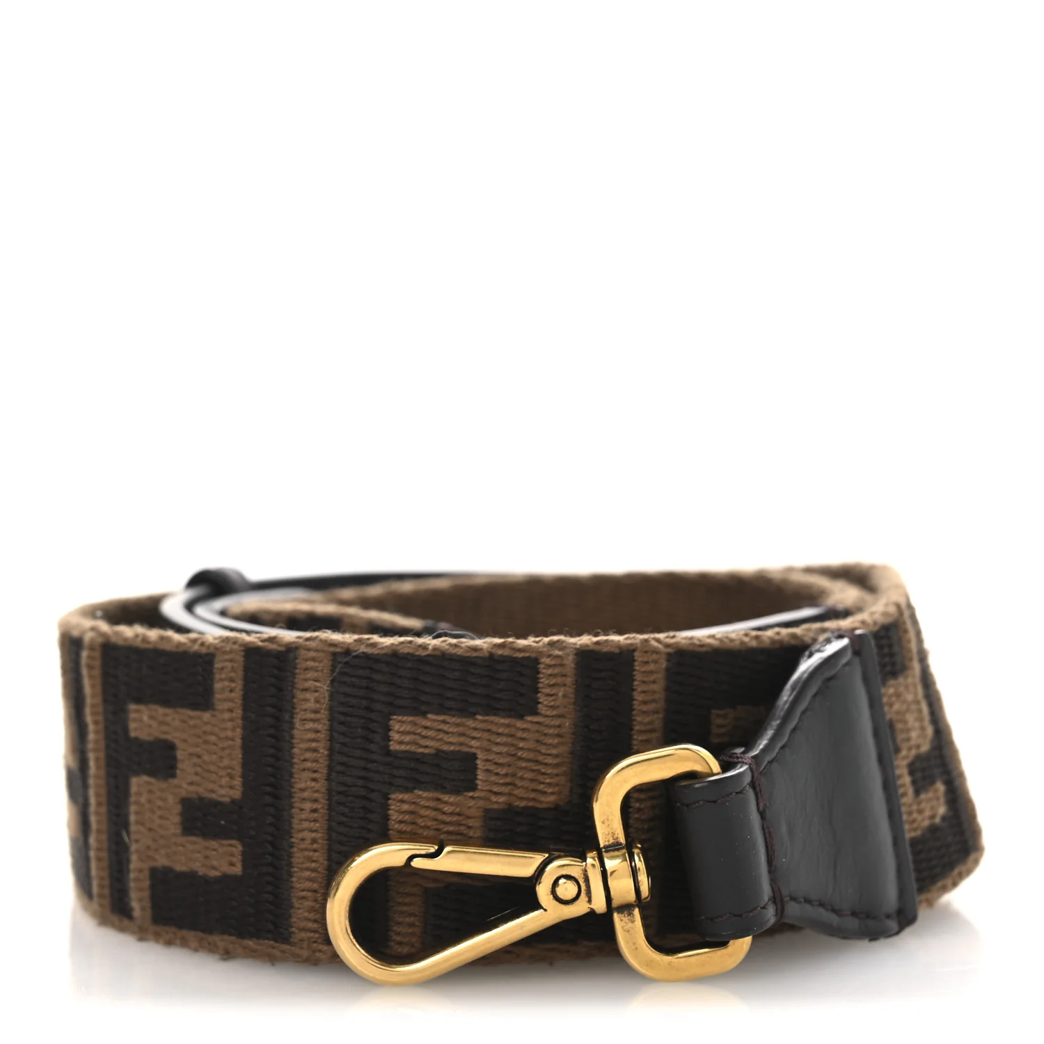 Ribbon Vitello Century FF 1974 Flat Studded Strap You Fango Marrone Ebano