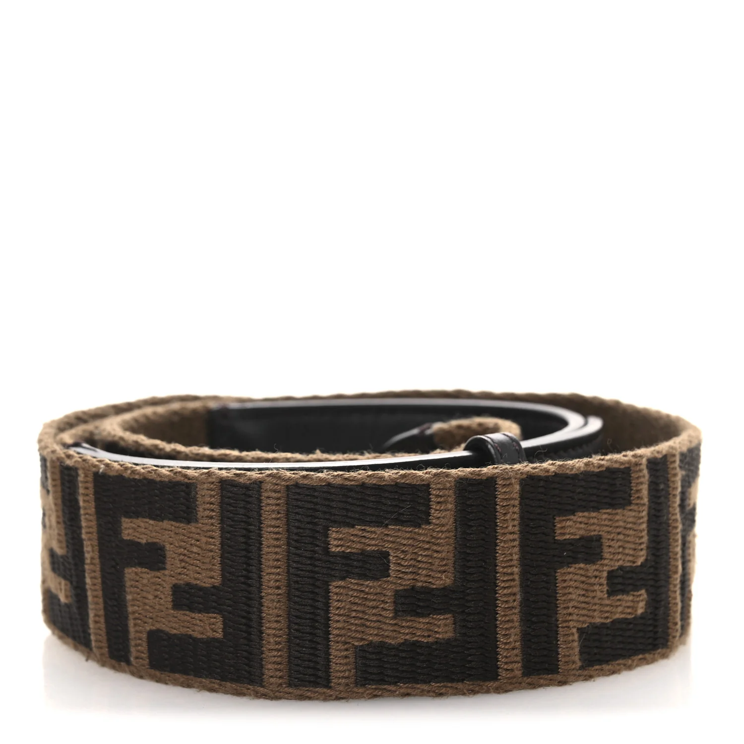 Ribbon Vitello Century FF 1974 Flat Studded Strap You Fango Marrone Ebano - Image 2