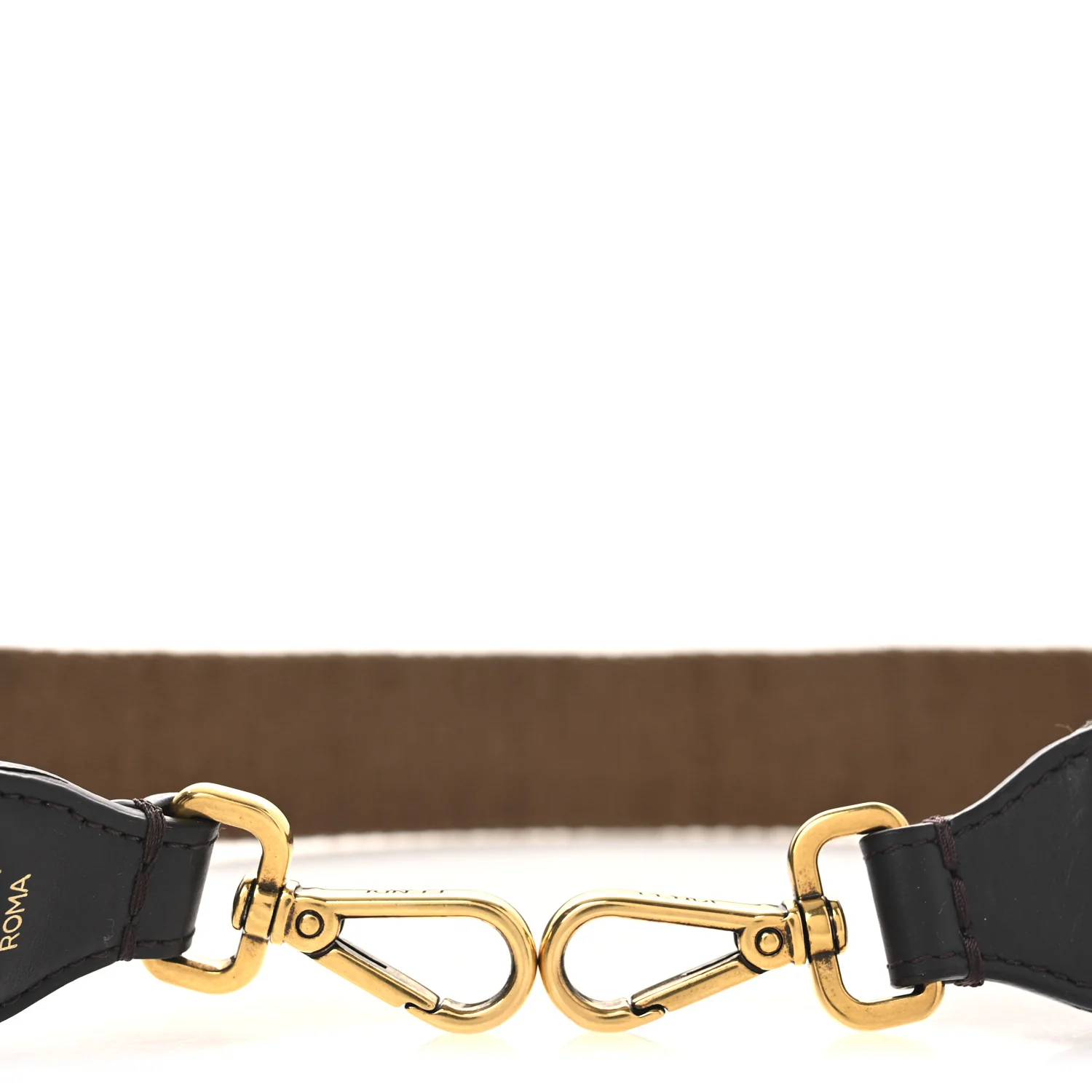 Ribbon Vitello Century FF 1974 Flat Studded Strap You Fango Marrone Ebano - Image 5
