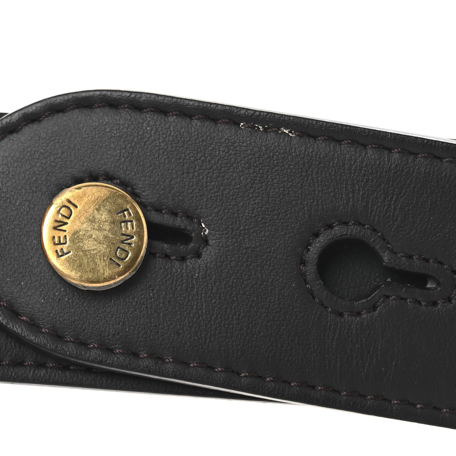 Ribbon Vitello Century FF 1974 Flat Studded Strap You Fango Marrone Ebano - Image 7
