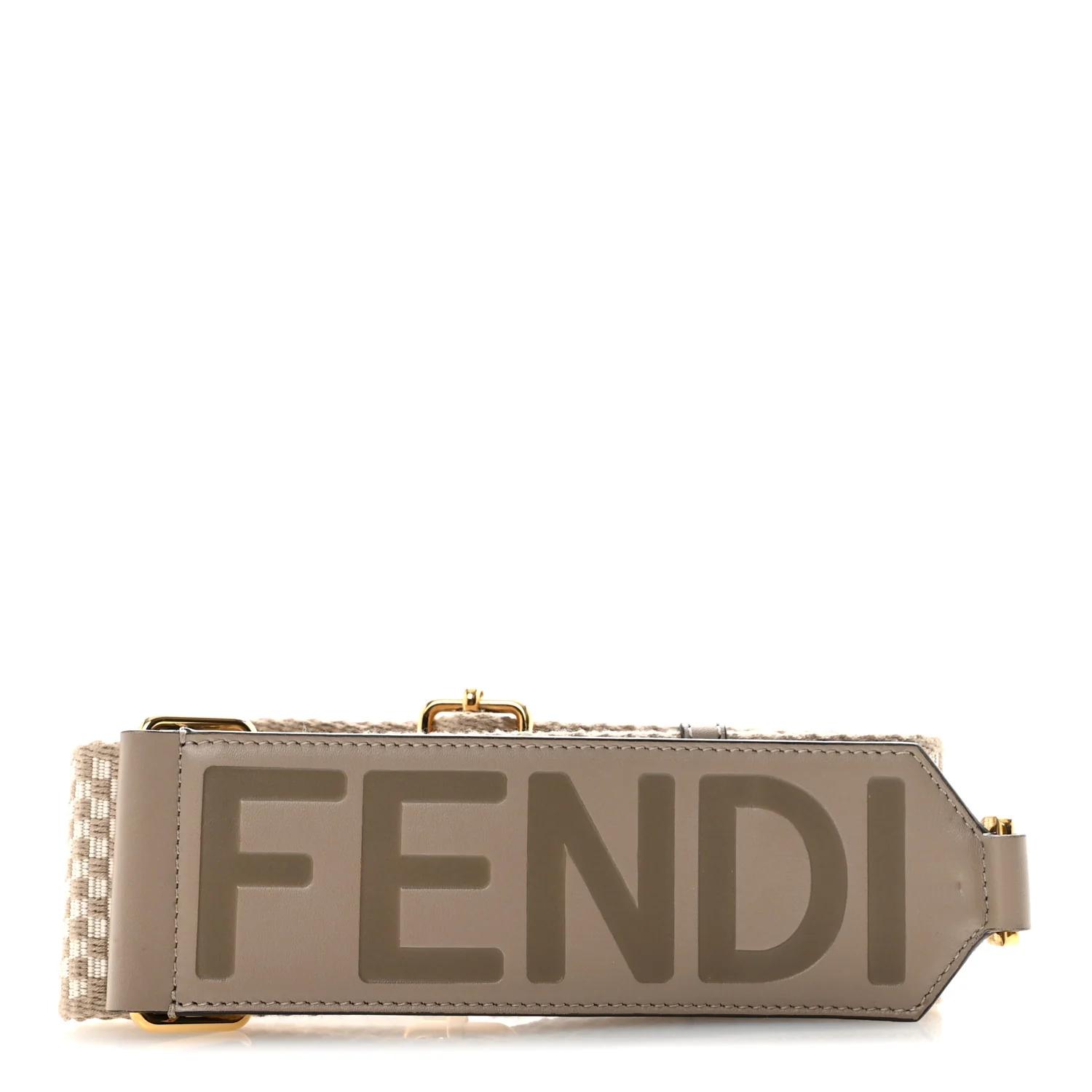 Ribbon Vitello King Logo Embossed Gingham Woven Adjustable Strap You Beige