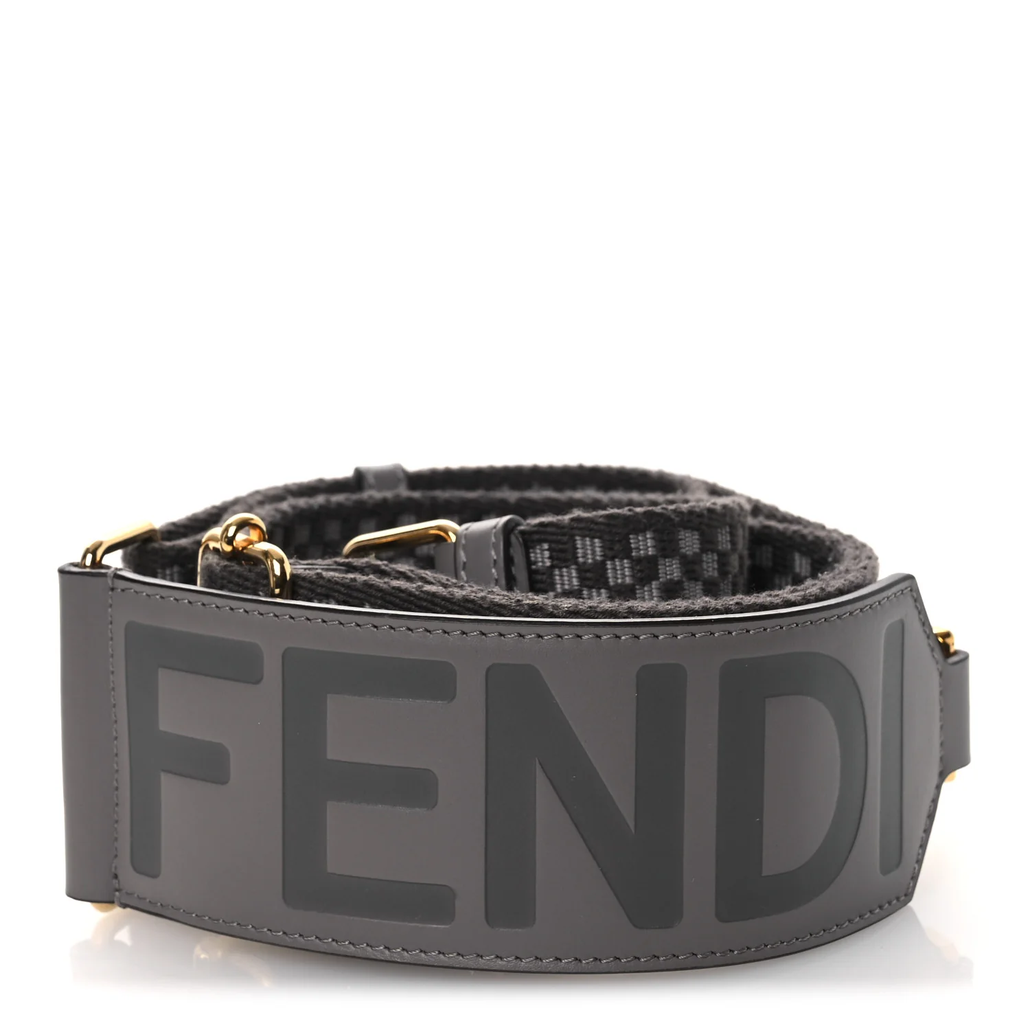 Ribbon Vitello King Logo Embossed Gingham Woven Adjustable Strap You Moon Ghiaia - Image 2