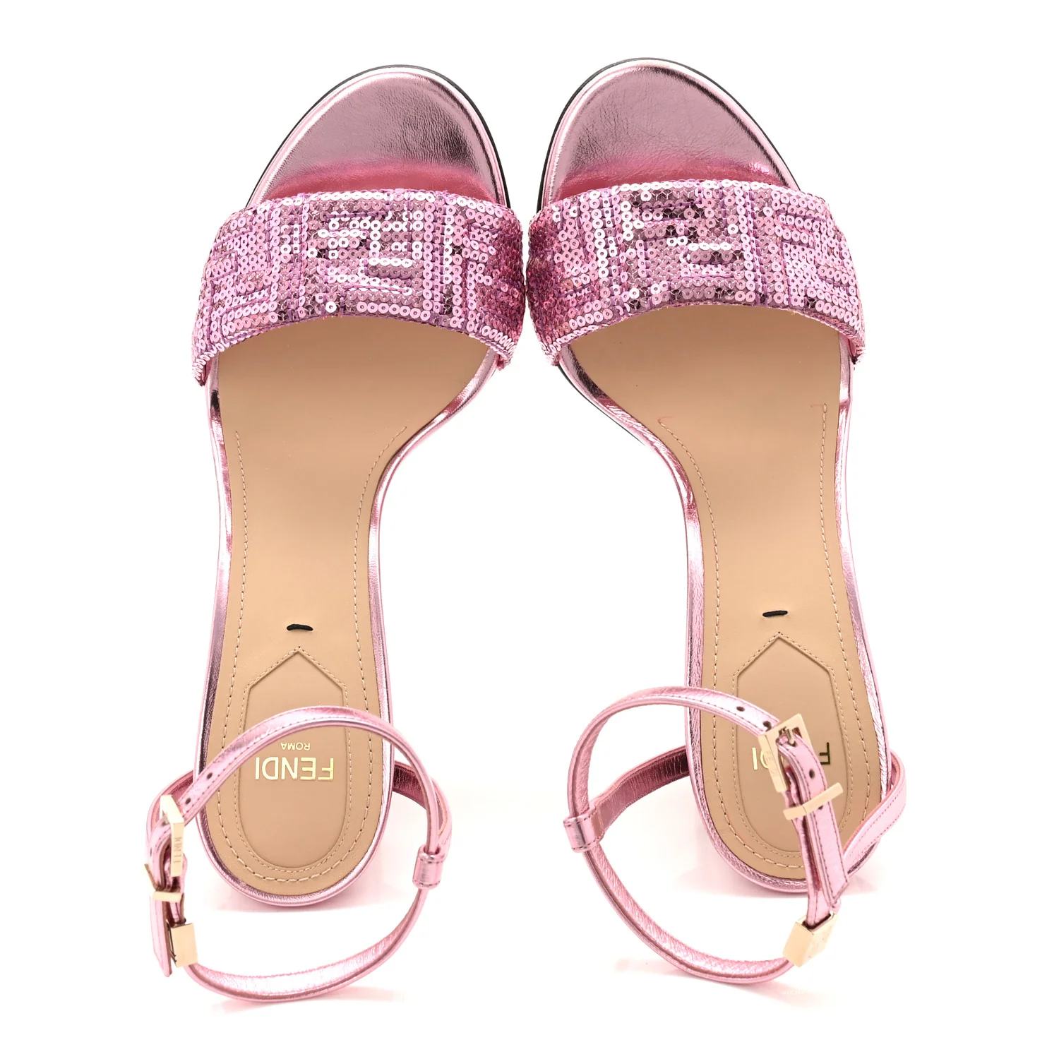 Ricamo Sequin Paillettes Vitello Grace FF Delfina Sandals 38 Lavanda Rosa - Image 5
