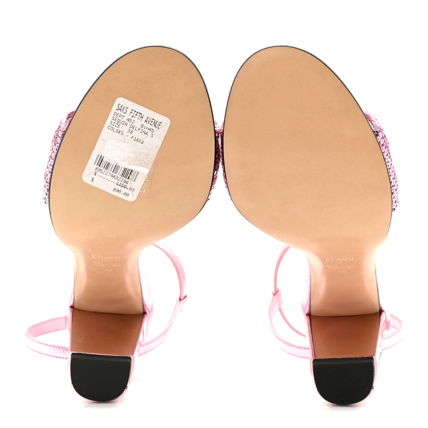 Ricamo Sequin Paillettes Vitello Grace FF Delfina Sandals 38 Lavanda Rosa - Image 6