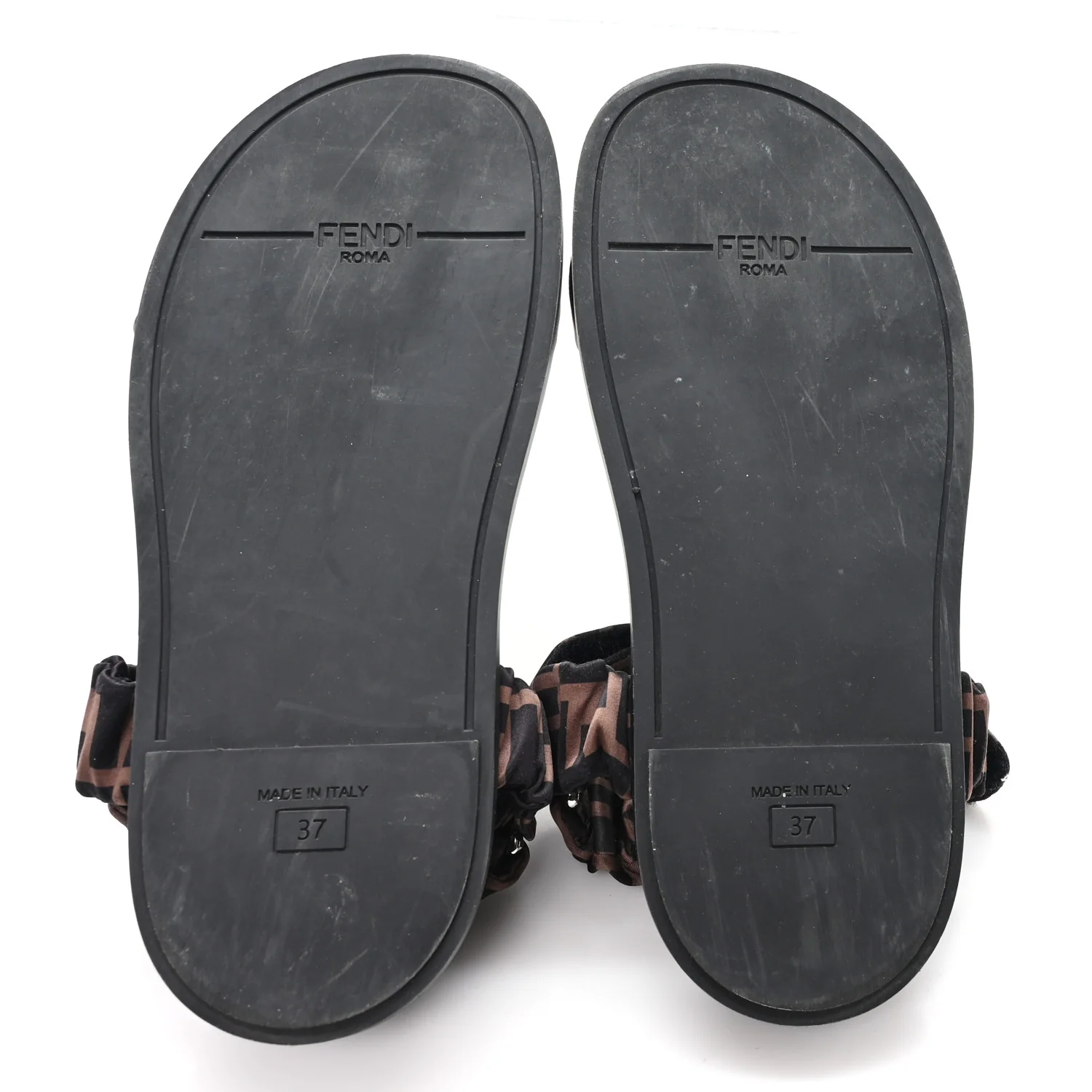 Satin FF Ruched Sandals 37 Tobacco Black - Image 6