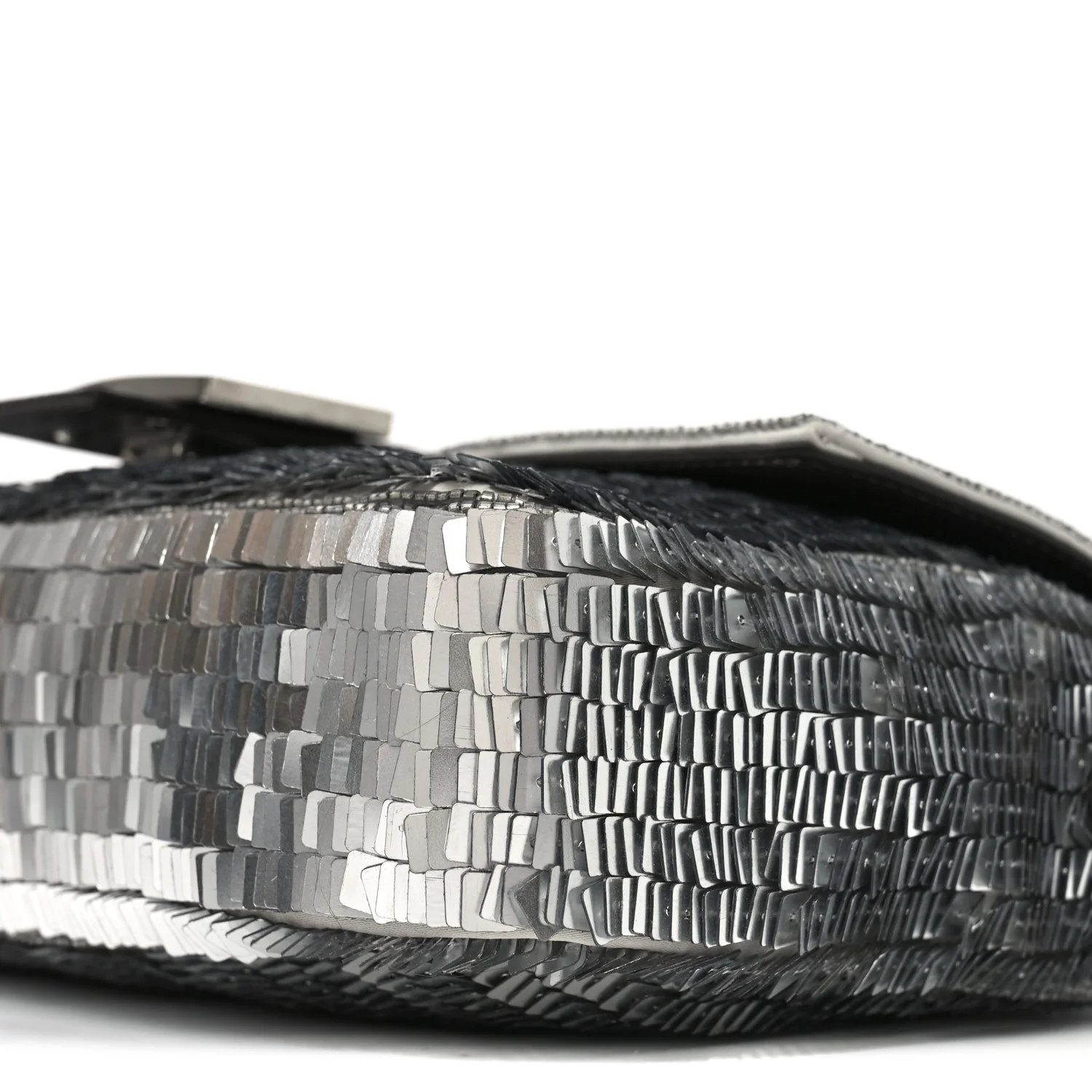 Sequin Paillettes Capretto Lucido Baguette Argento Moro - Image 10