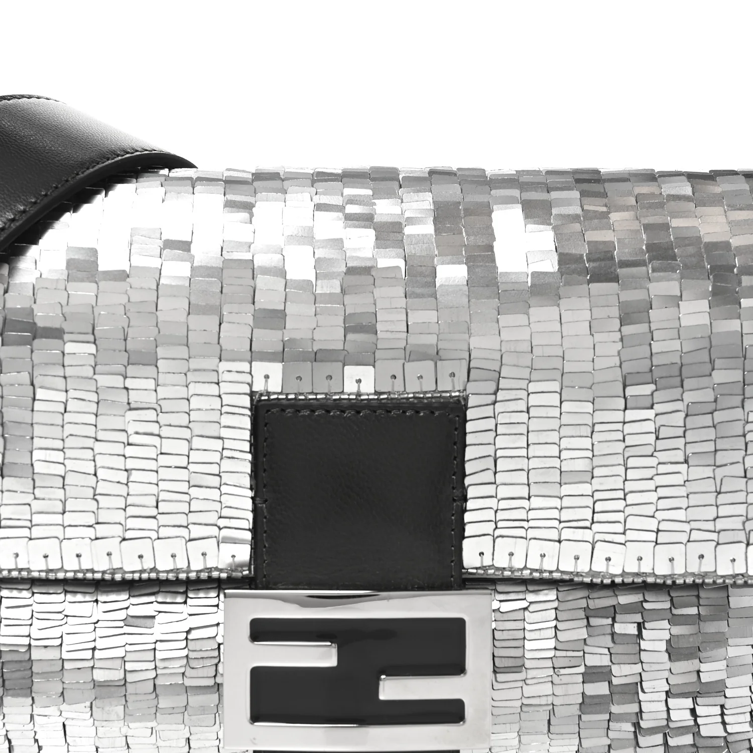 Sequin Paillettes Capretto Lucido Baguette Argento Moro - Image 8