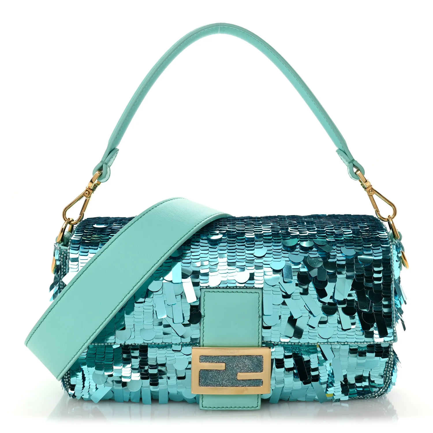 Sequin Paillettes Vitello Grace Sex and the City Baguette Spring Turquoise