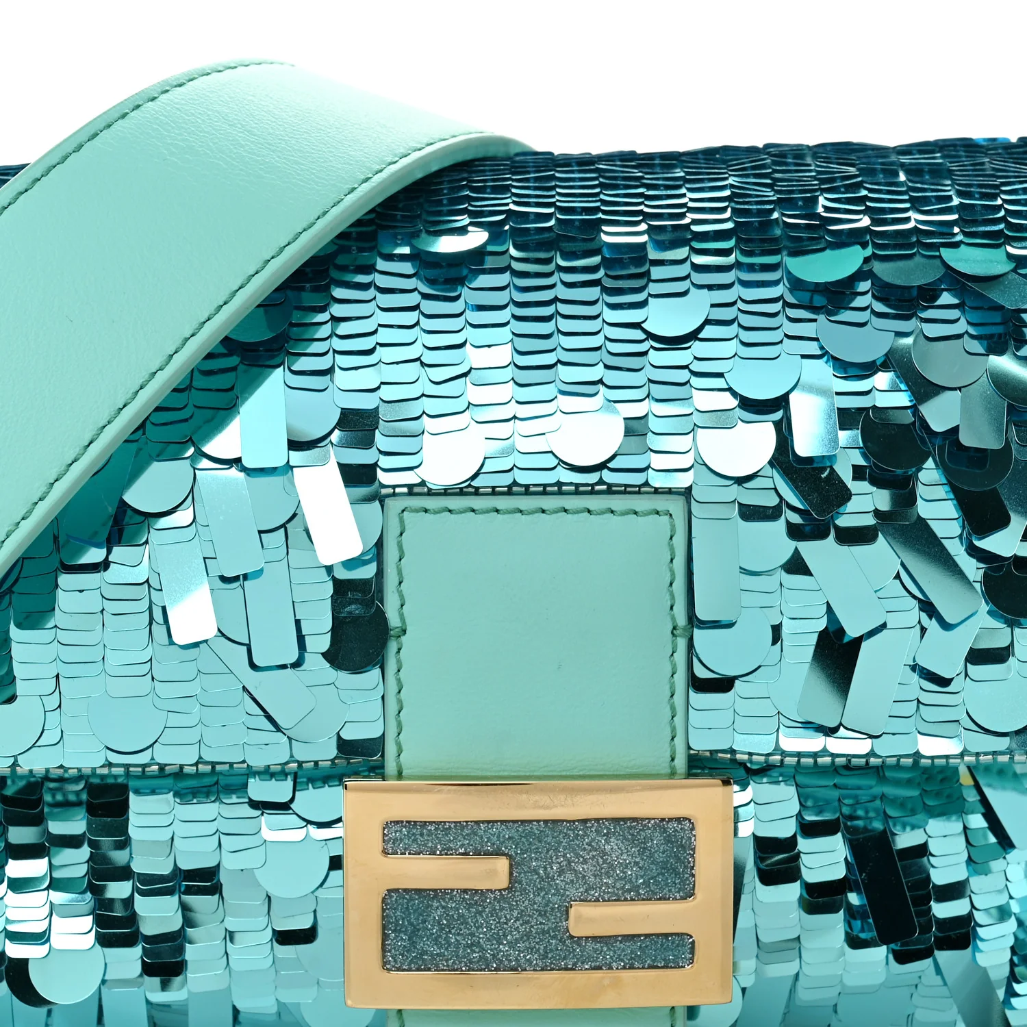 Sequin Paillettes Vitello Grace Sex and the City Baguette Spring Turquoise - Image 9