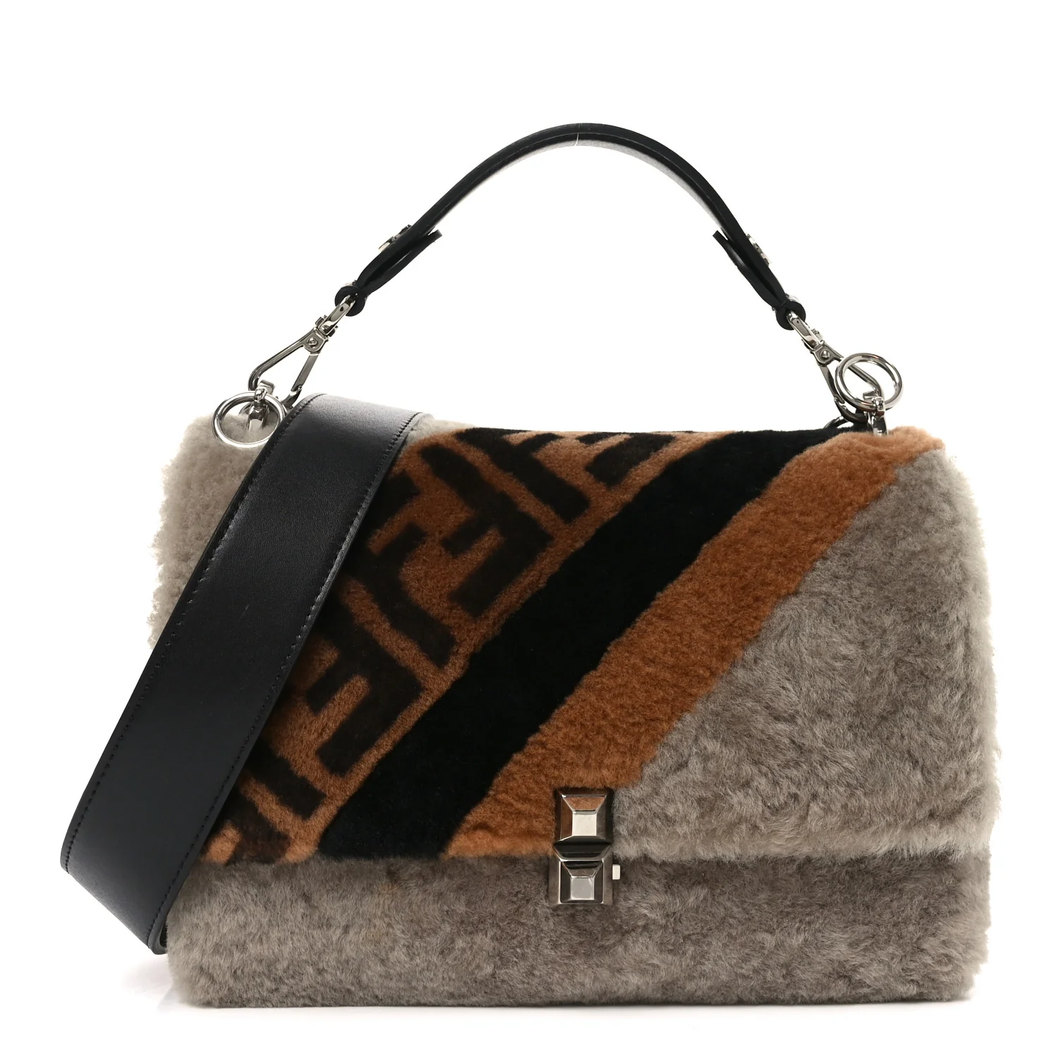 Shearling Calfskin Macro FF 1974 Diagonal Mania Kan I Shoulder Bag Multicolor