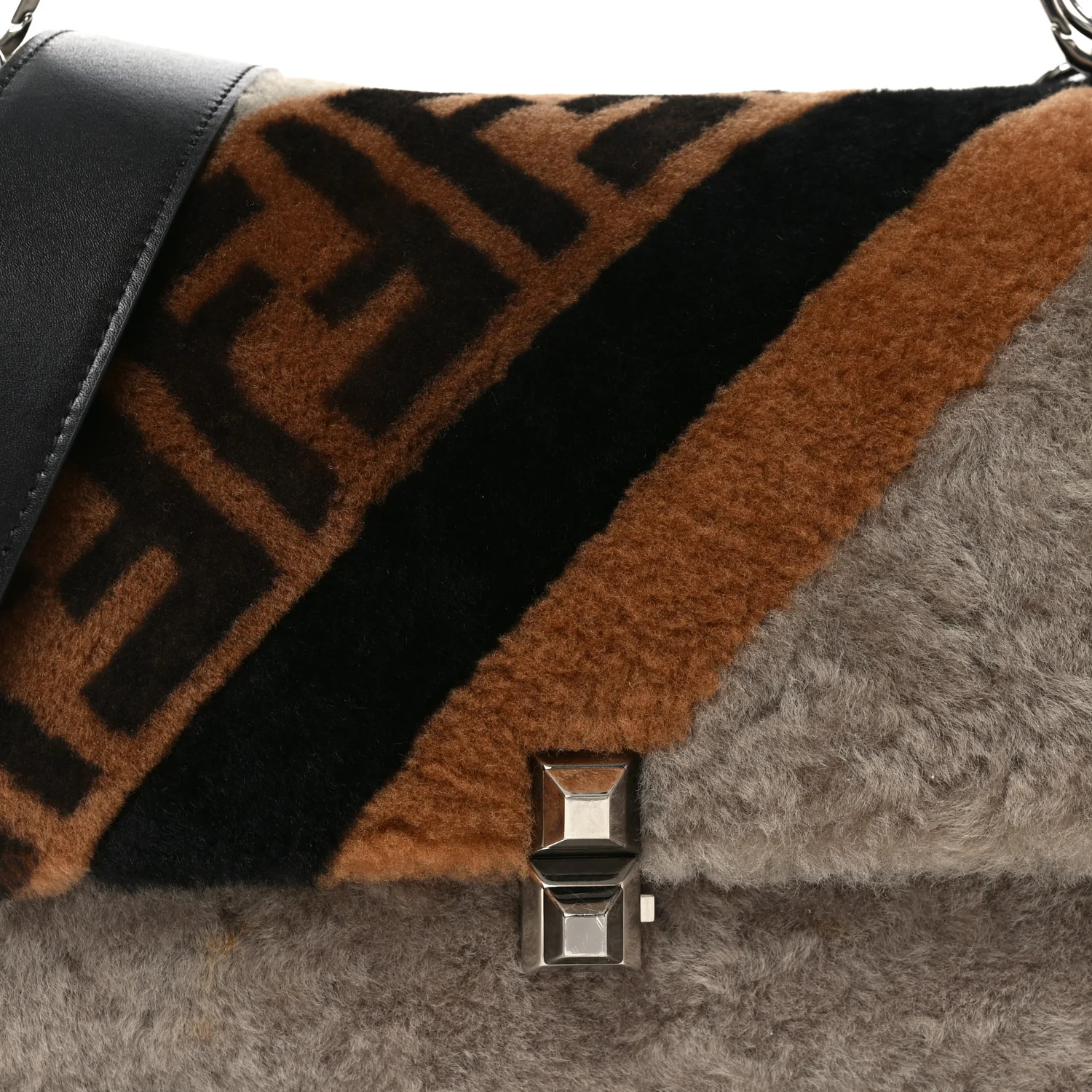 Shearling Calfskin Macro FF 1974 Diagonal Mania Kan I Shoulder Bag Multicolor - Image 8