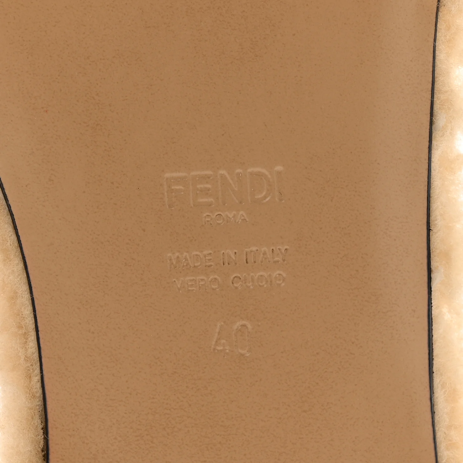 Shearling FF Baguette Slide Sandals 40 Beige Naturale - Image 8