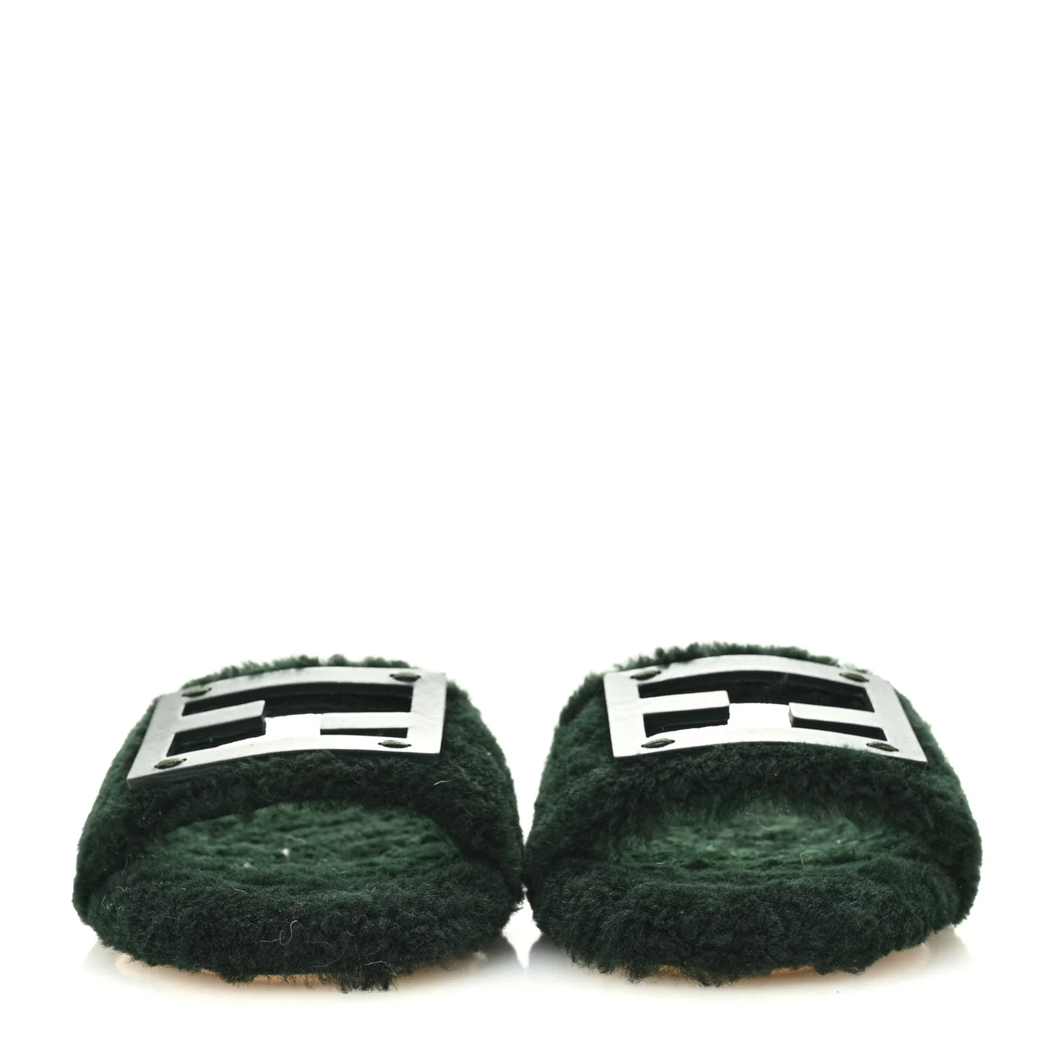 Shearling FF Baguette Slide Sandals 40 Salvia - Image 3