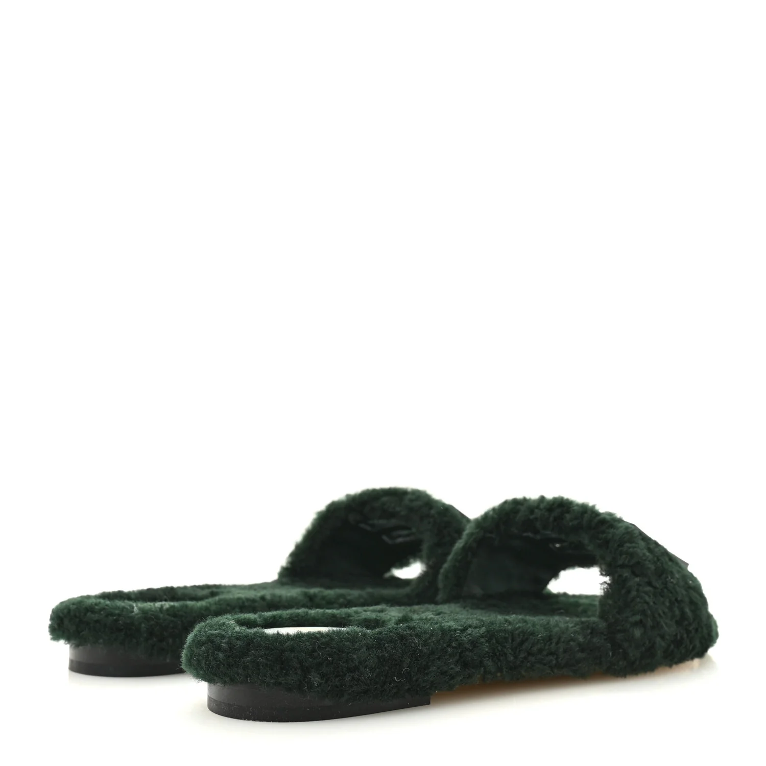 Shearling FF Baguette Slide Sandals 40 Salvia - Image 5