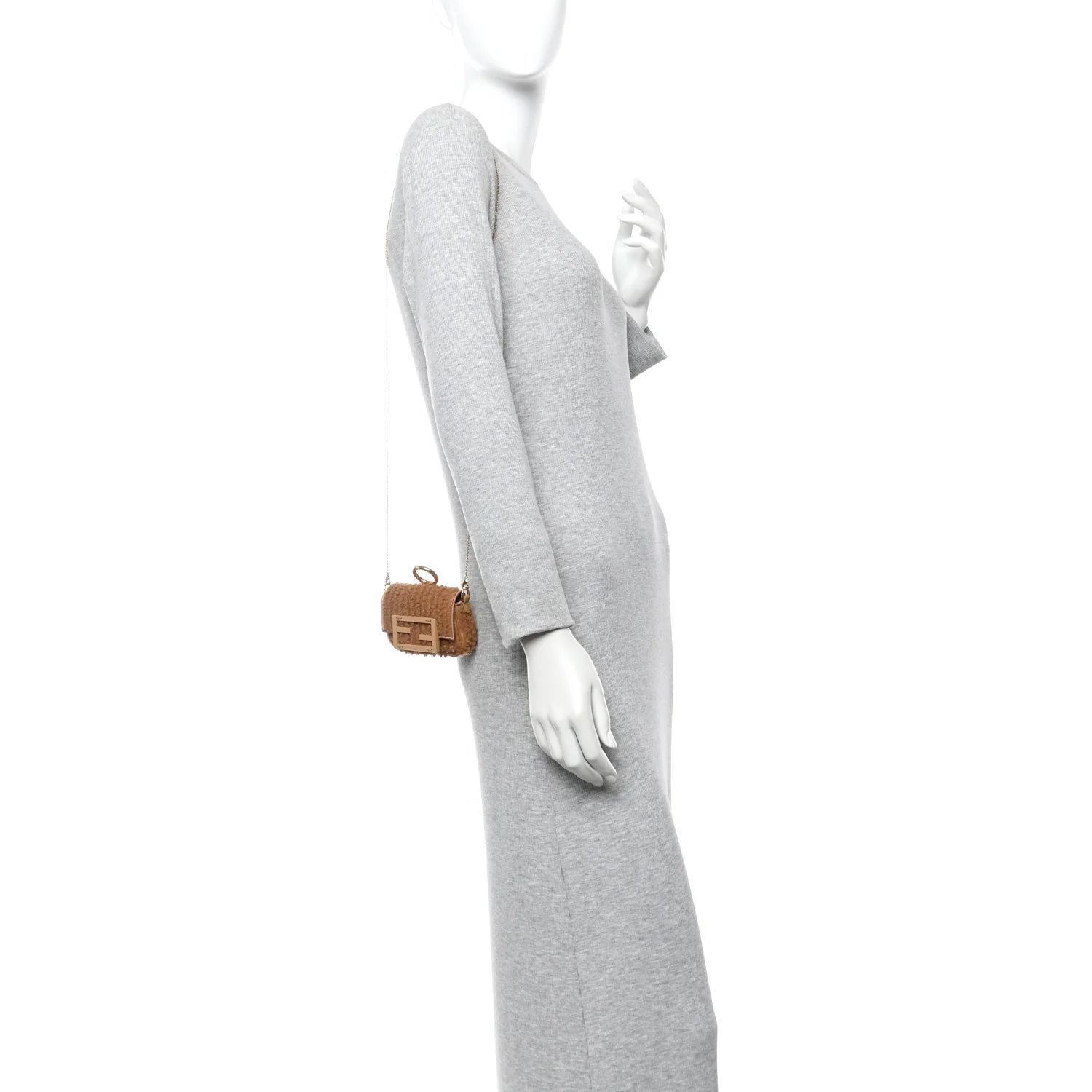 Shearling Nano Maxi Buckle Baguette Charm Camel - Image 2