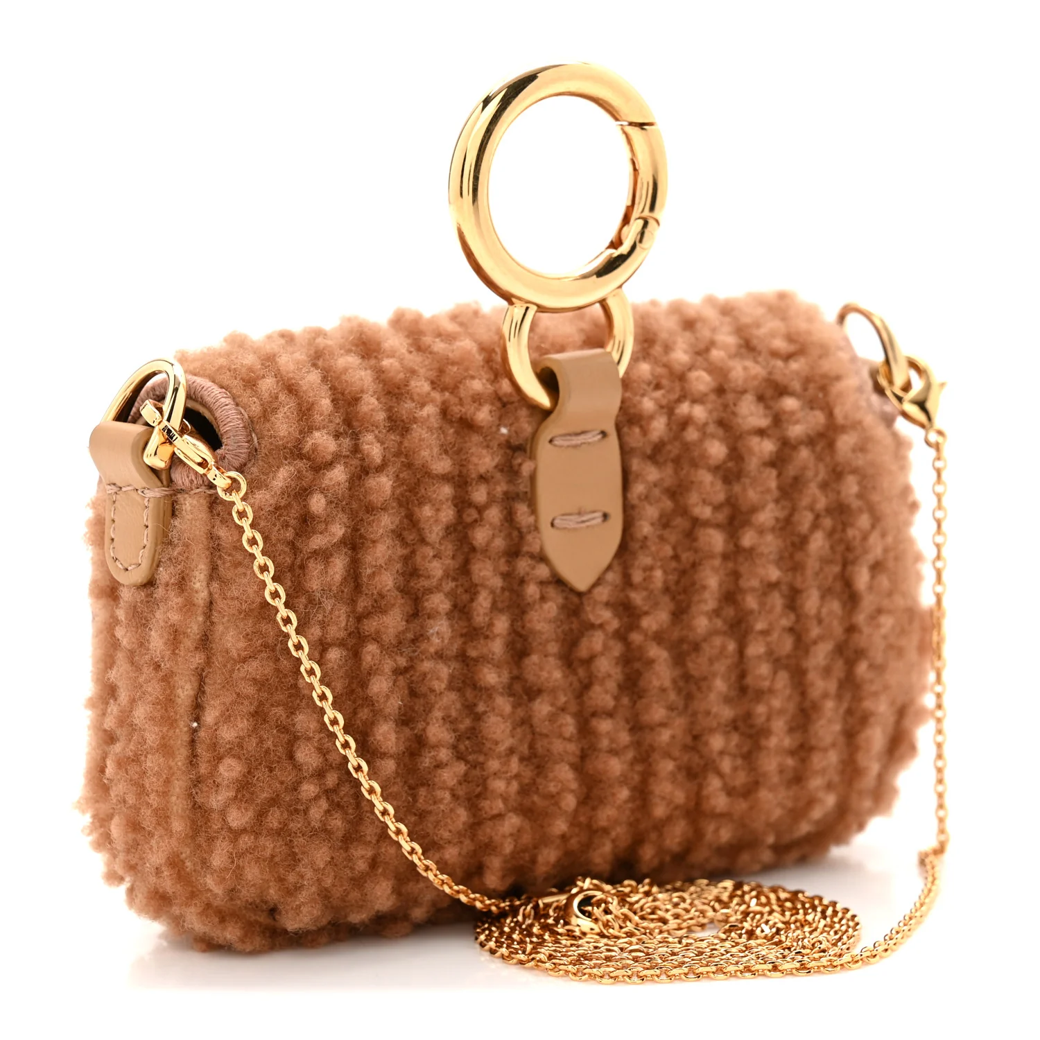 Shearling Nano Maxi Buckle Baguette Charm Camel - Image 3