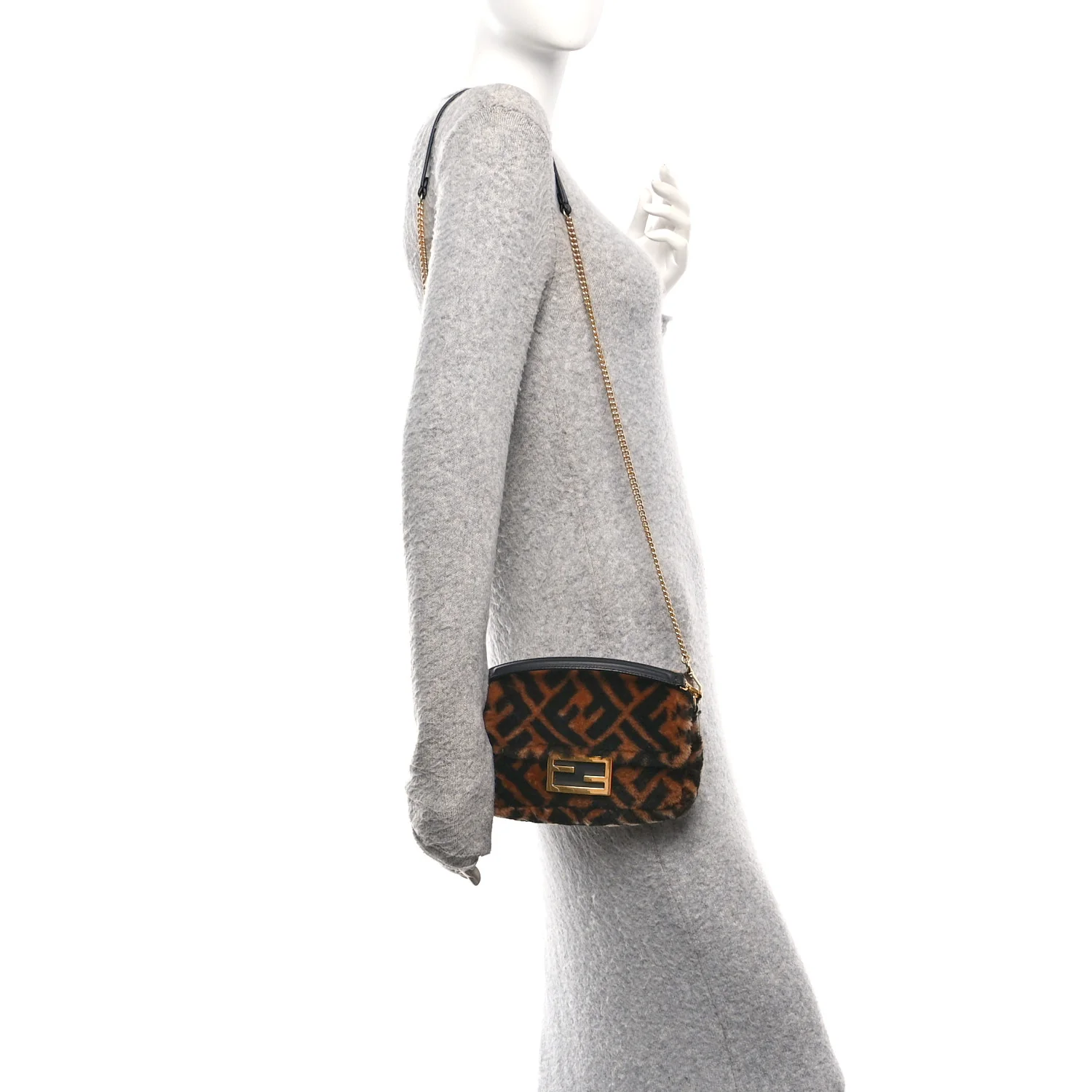 Shearling Vitello Dolce Macro FF 1974 Mini Tobacco Black - Image 2