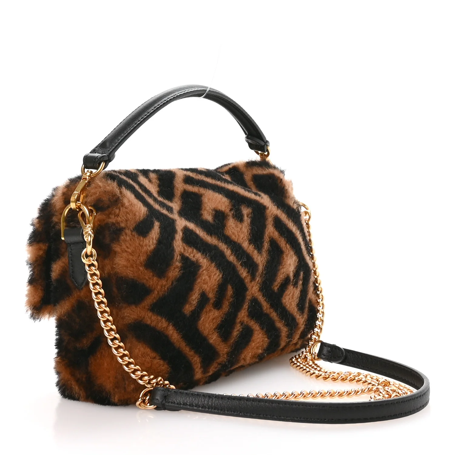 Shearling Vitello Dolce Macro FF 1974 Mini Tobacco Black - Image 3