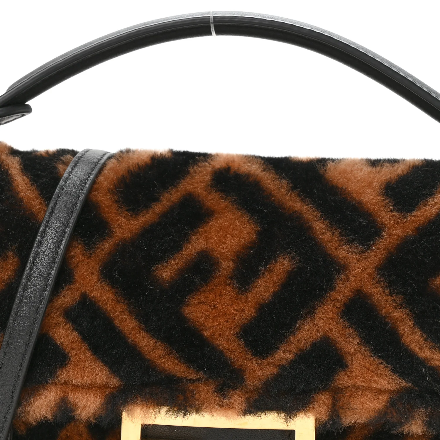 Shearling Vitello Dolce Macro FF 1974 Mini Tobacco Black - Image 8