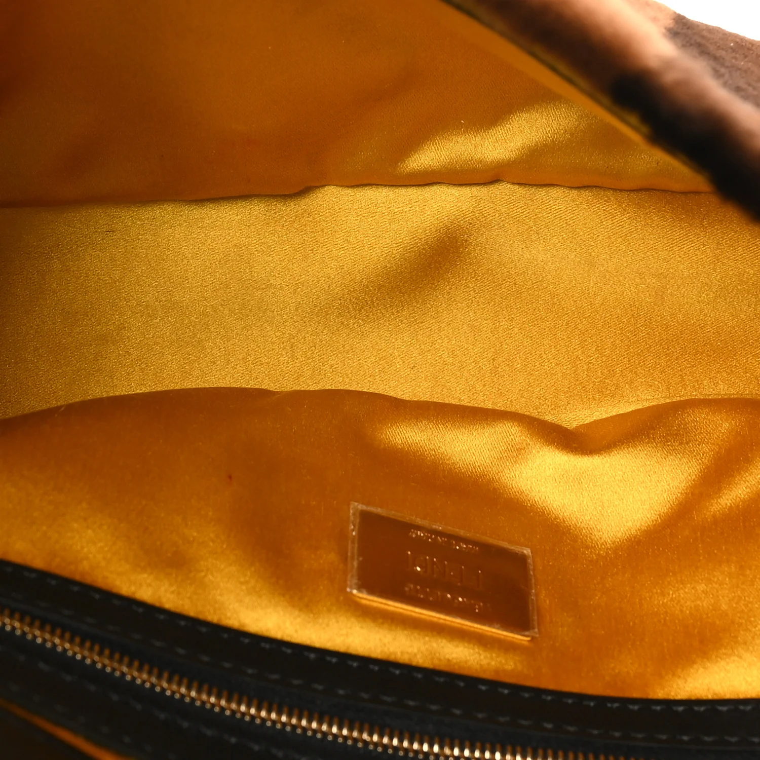 Shearling Vitello Vernice Mou Pequin Striped Baguette Tobacco Black - Image 5