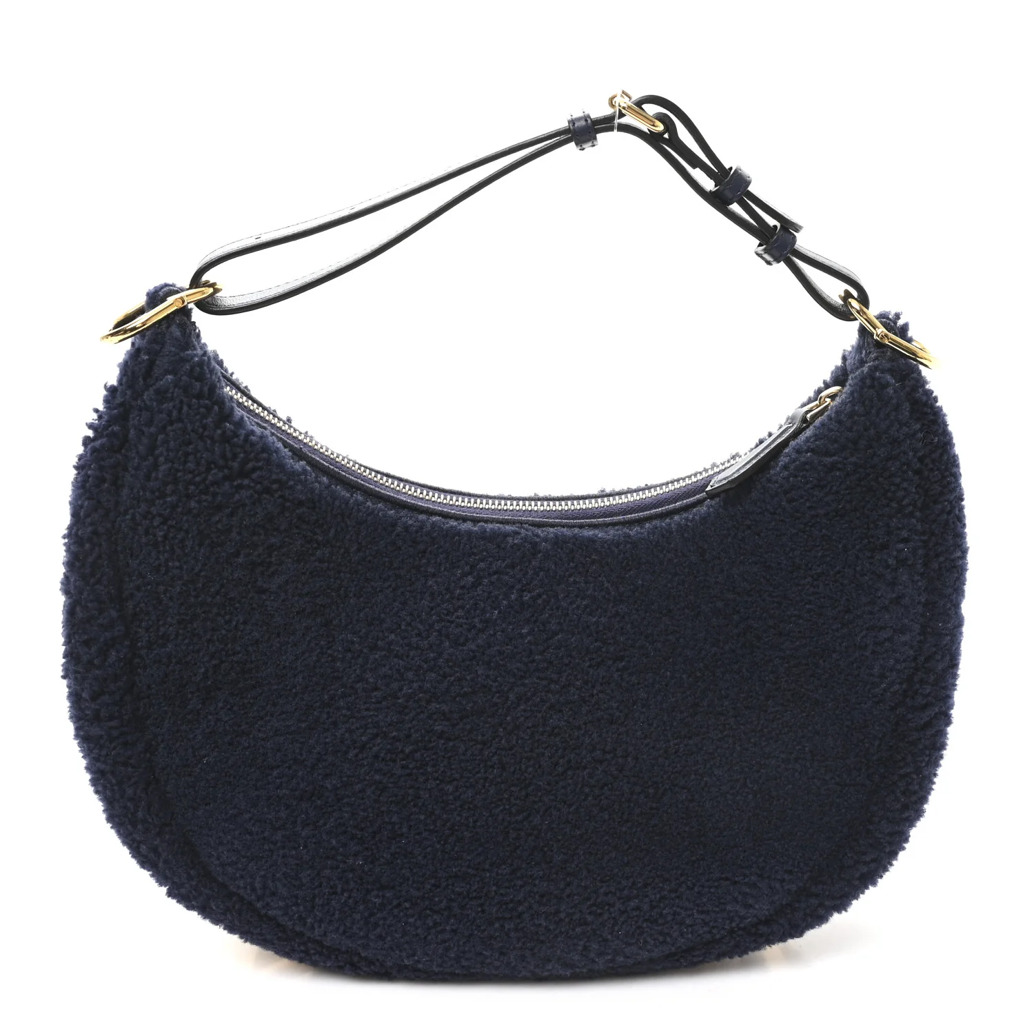 Sheep Fur Vitello Grace Small Fendigraphy Hobo Midnight