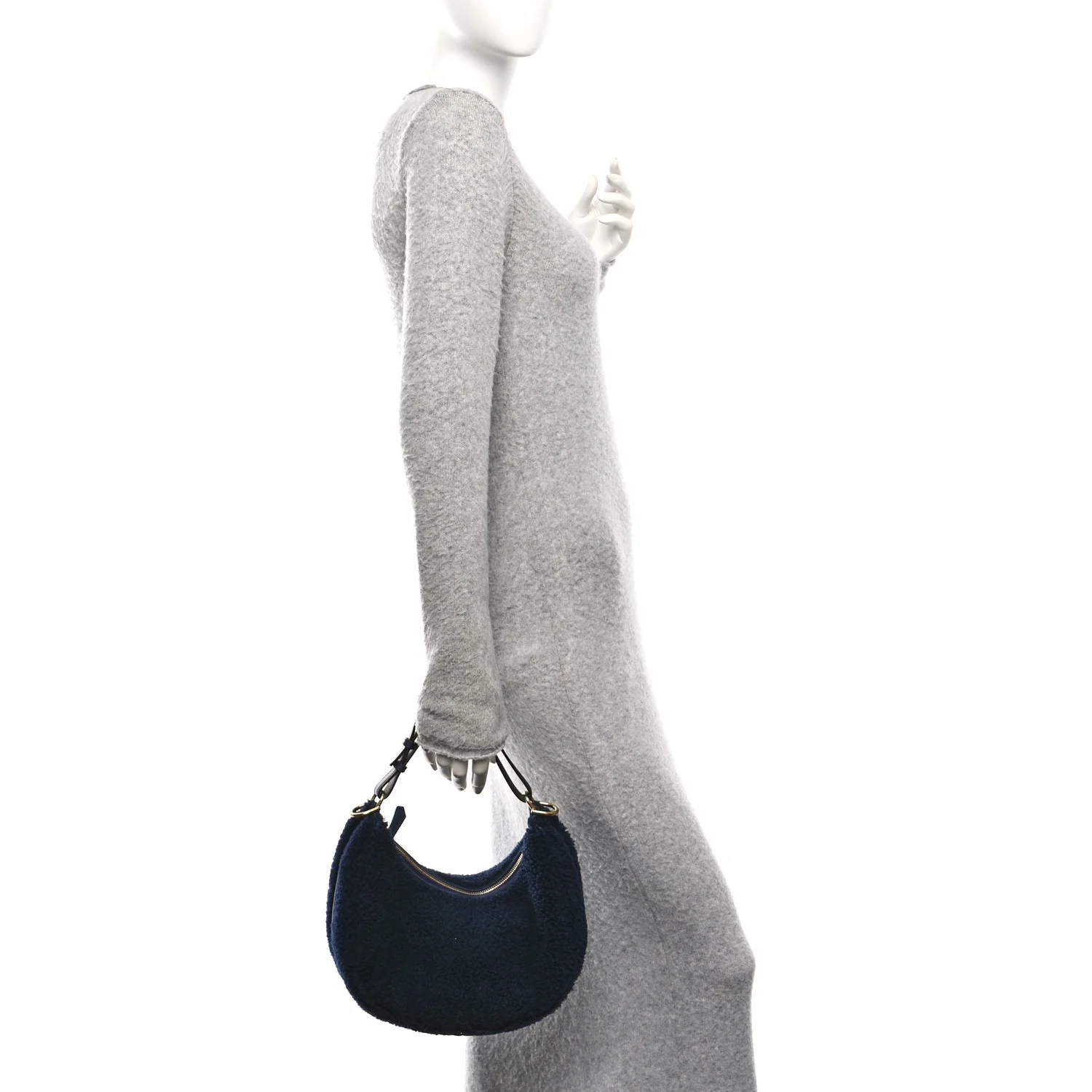 Sheep Fur Vitello Grace Small Fendigraphy Hobo Midnight - Image 2