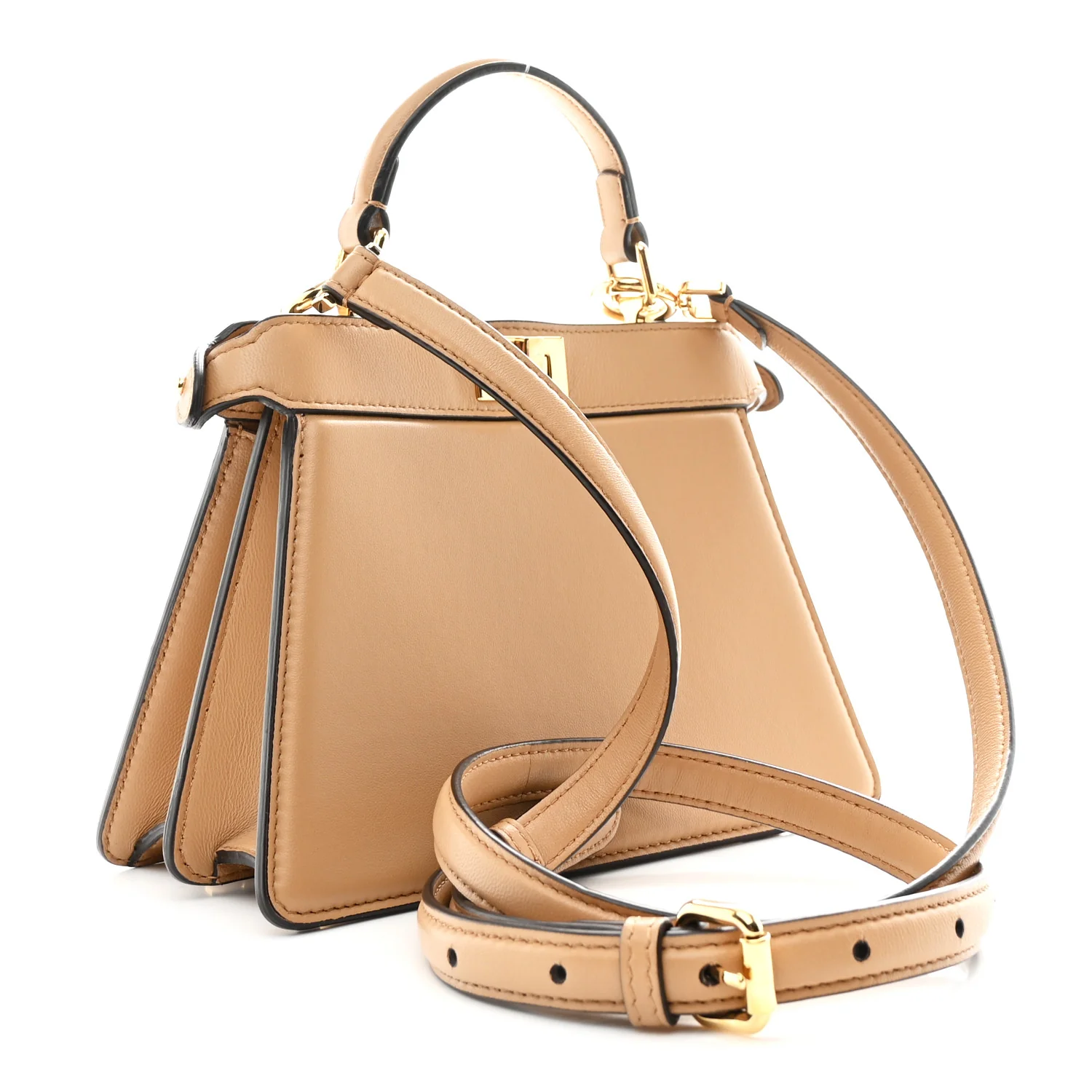 Shiny Nappa Petite Peekaboo I SEE U Satchel Miele Scuro - Image 5